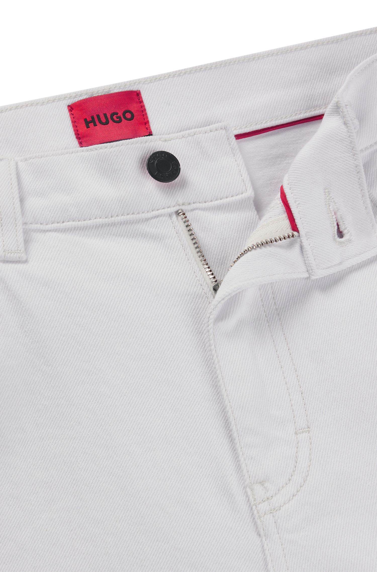 HUGO - Quần jeans dáng slim fit vải denim trắng co giãn