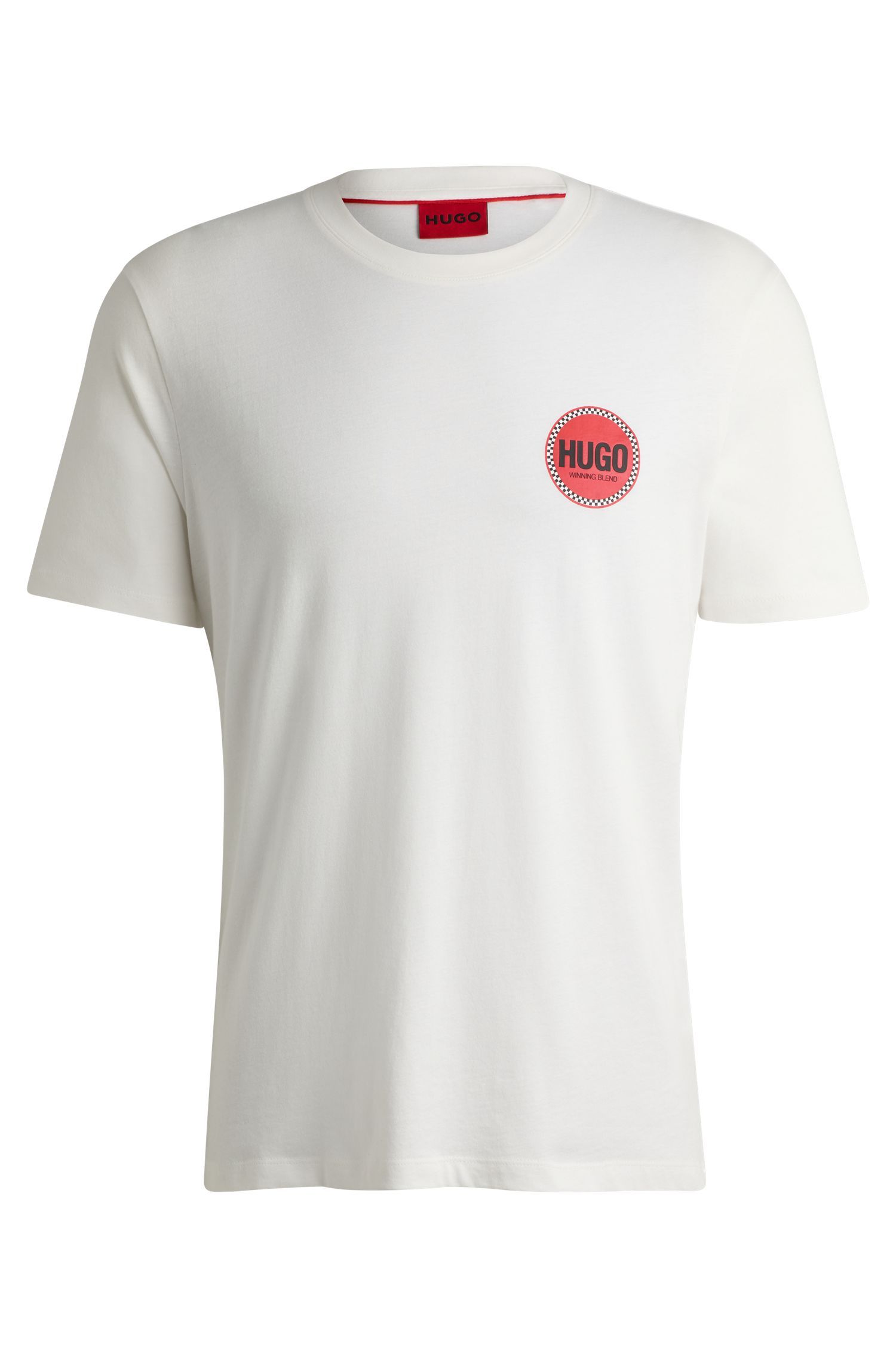 HUGO - Áo thun vải cotton jersey in logo