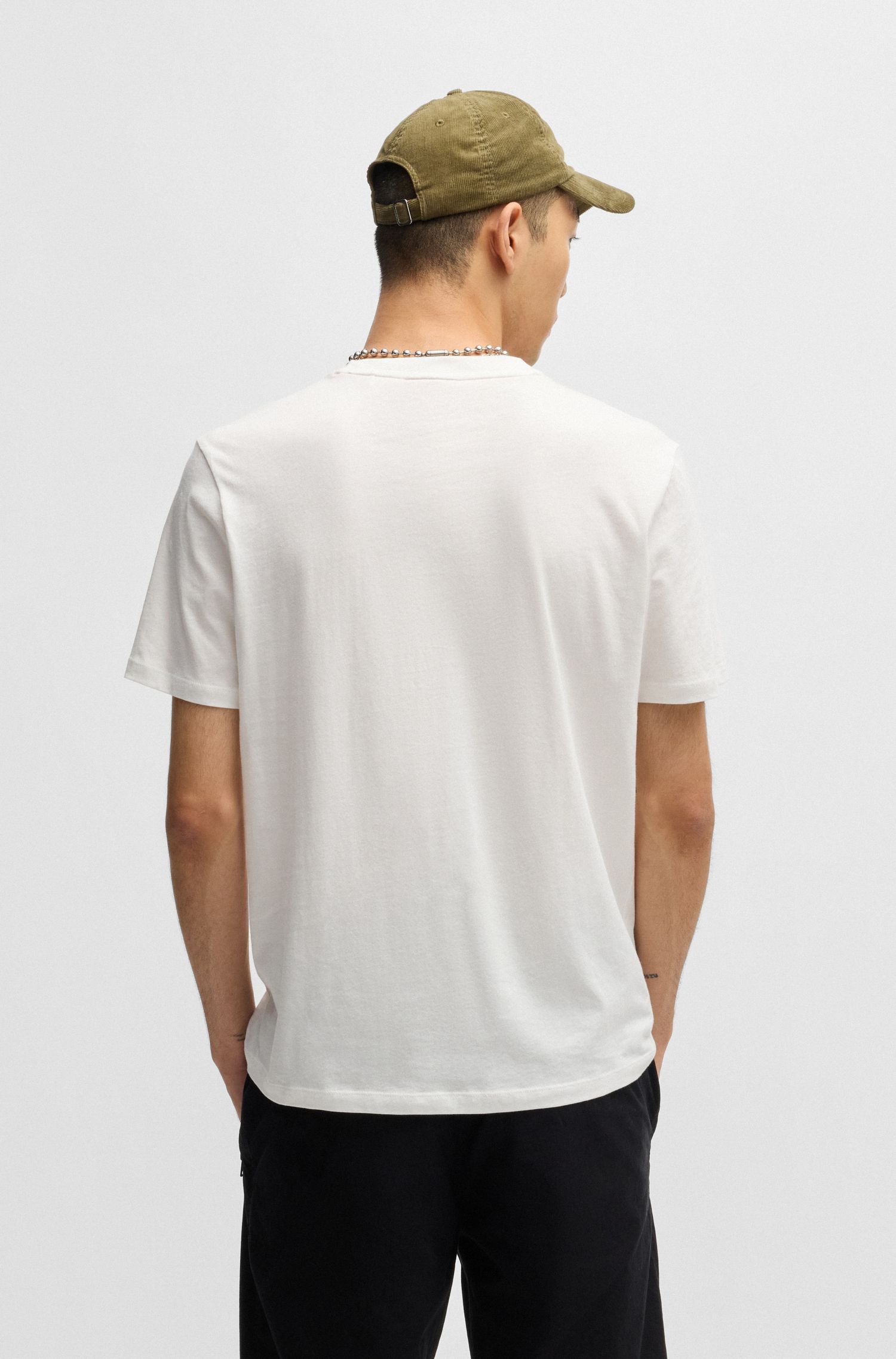 HUGO - Áo thun vải cotton jersey in logo