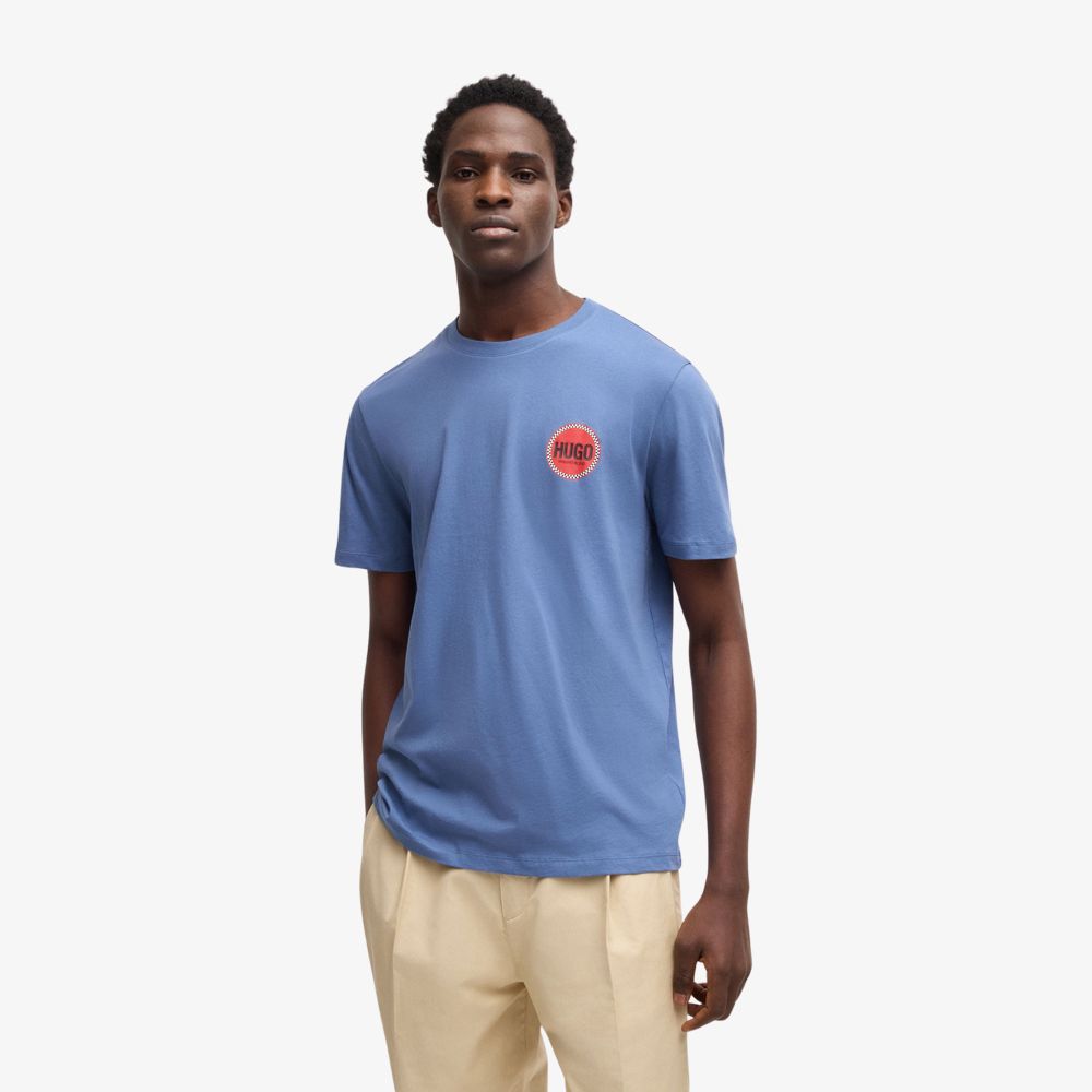 HUGO - Áo thun vải cotton jersey in logo