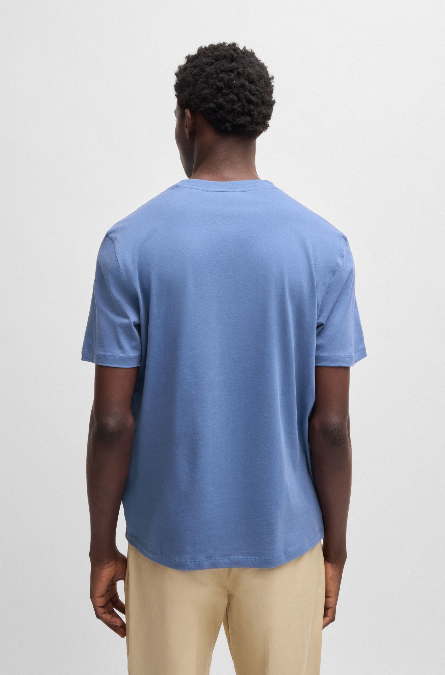 HUGO - Áo thun vải cotton jersey in logo