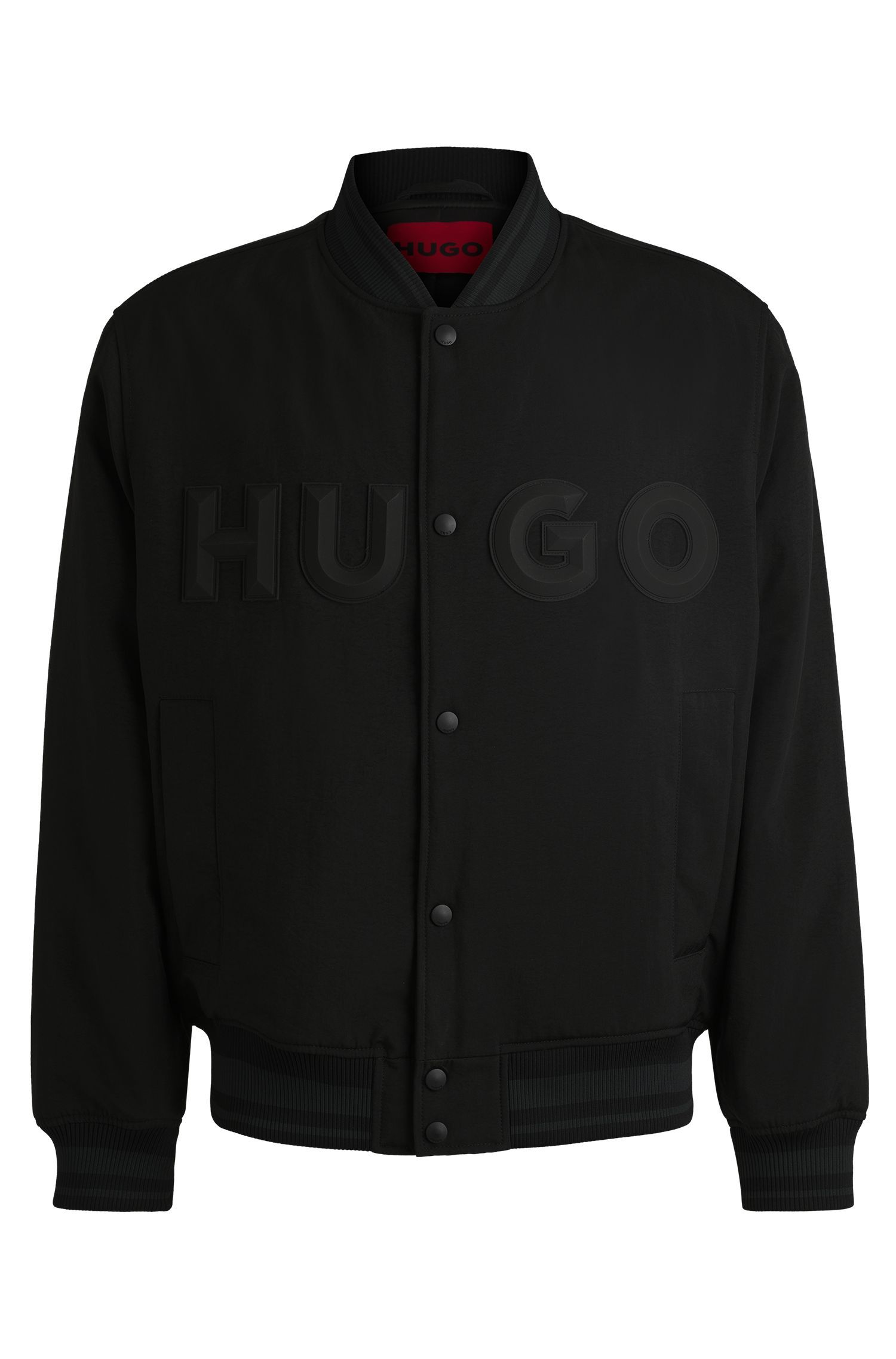HUGO - Áo khoác bomber dáng relaxed vải canvas chống nước in logo cao su