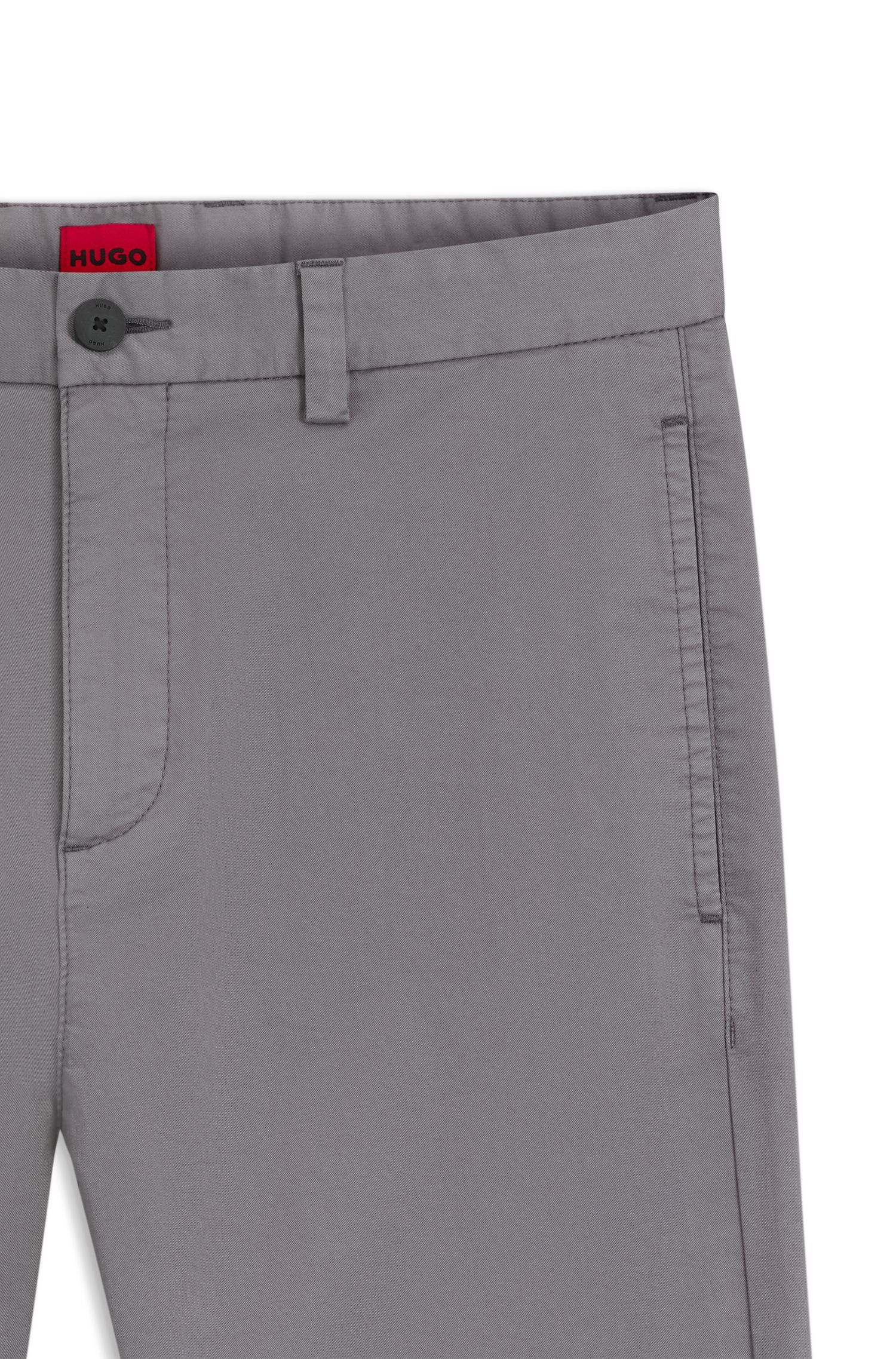 HUGO - Quần dáng ôm slim fit vải gabardine cotton co giãn