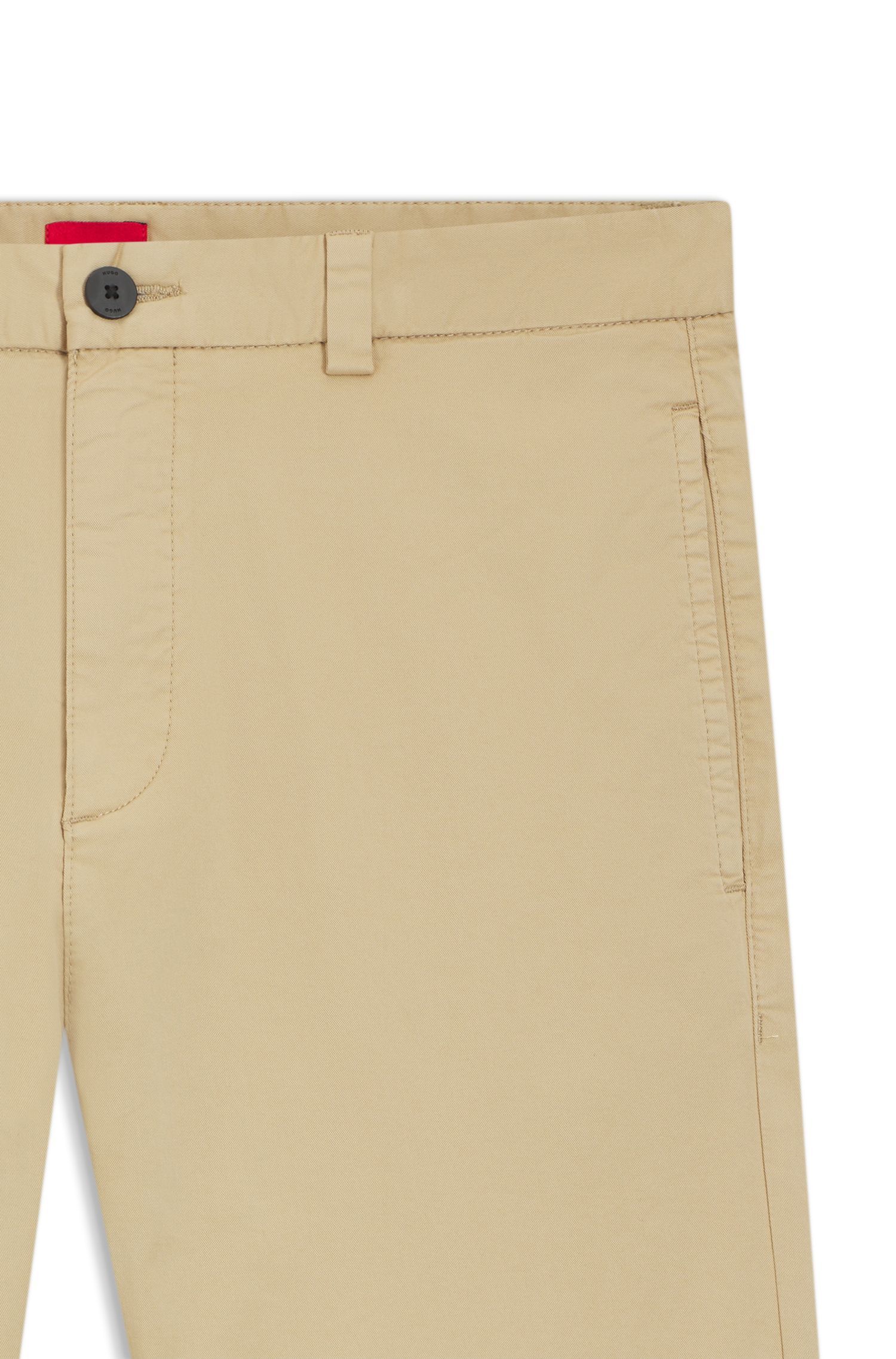 HUGO - Quần dáng ôm slim fit vải gabardine cotton co giãn