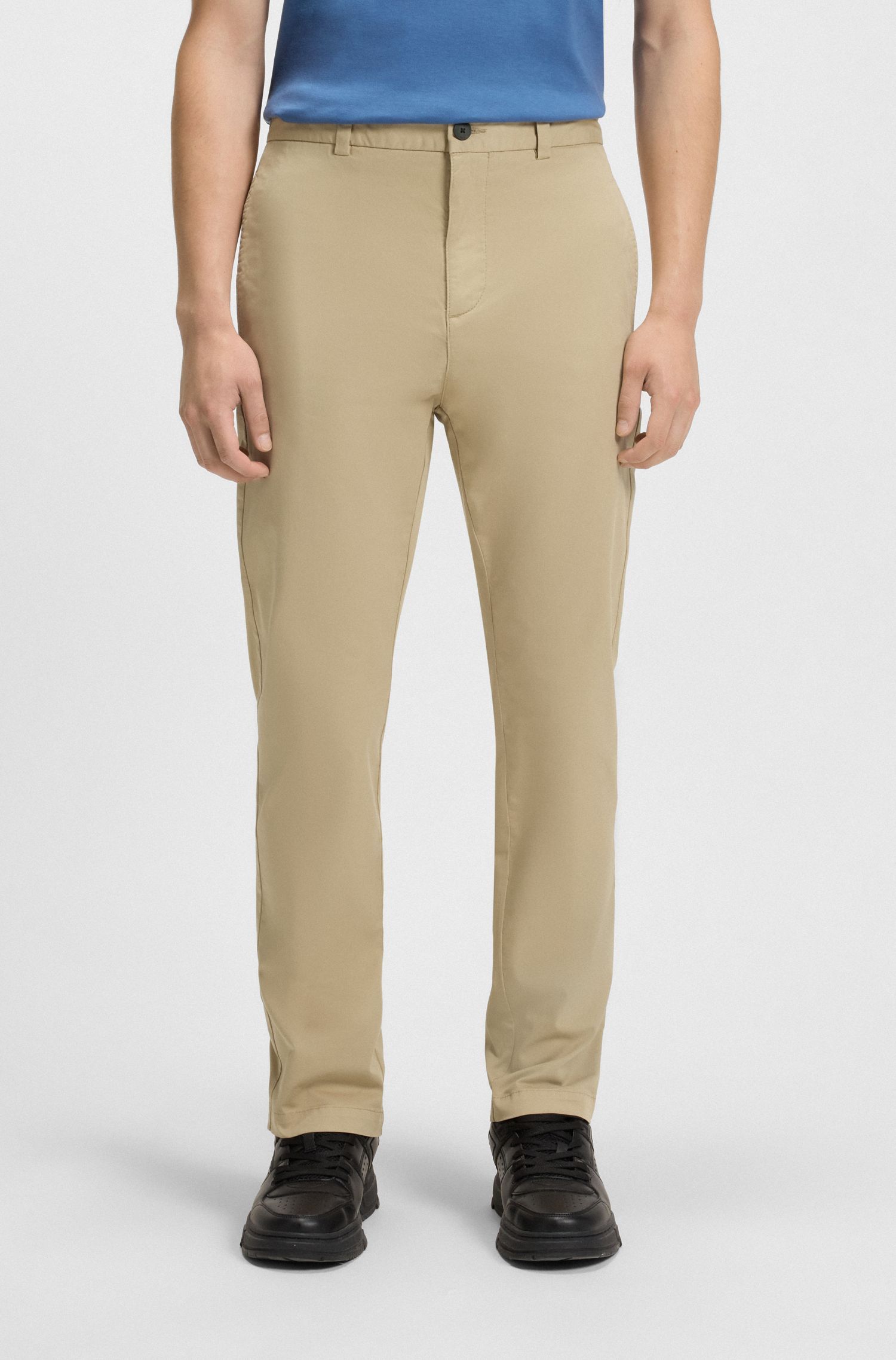 Quần dáng ôm slim fit vải gabardine cotton co giãn