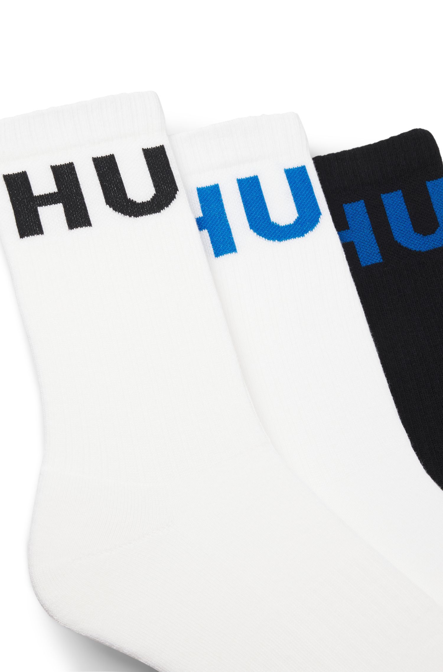HUGO - Bộ 3 tất cổ ngắn viền gân có logo