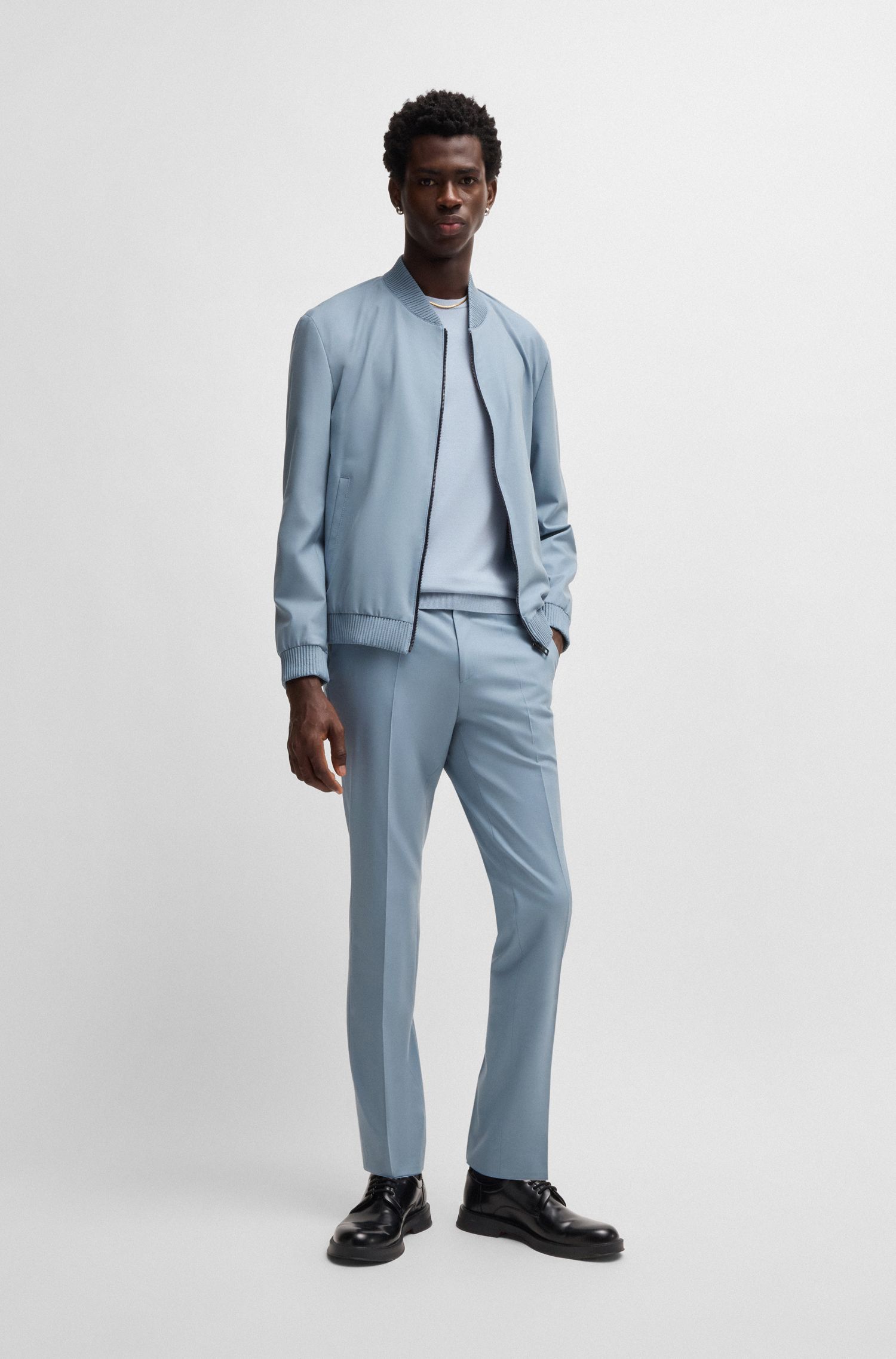 HUGO - Áo khoác dáng slim-fit len co giãn