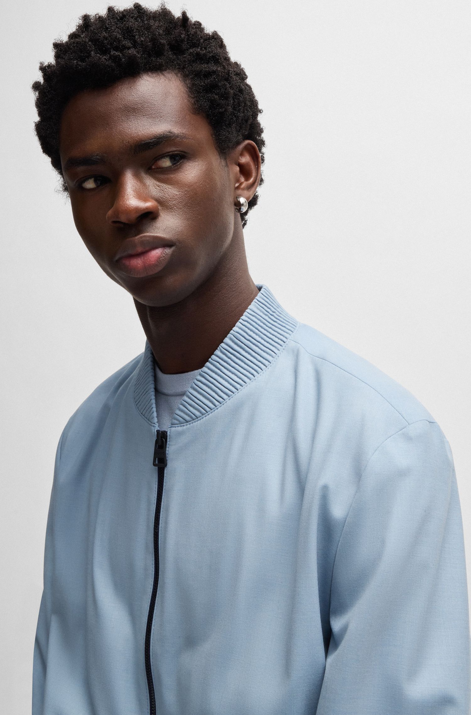 HUGO - Áo khoác dáng slim-fit len co giãn