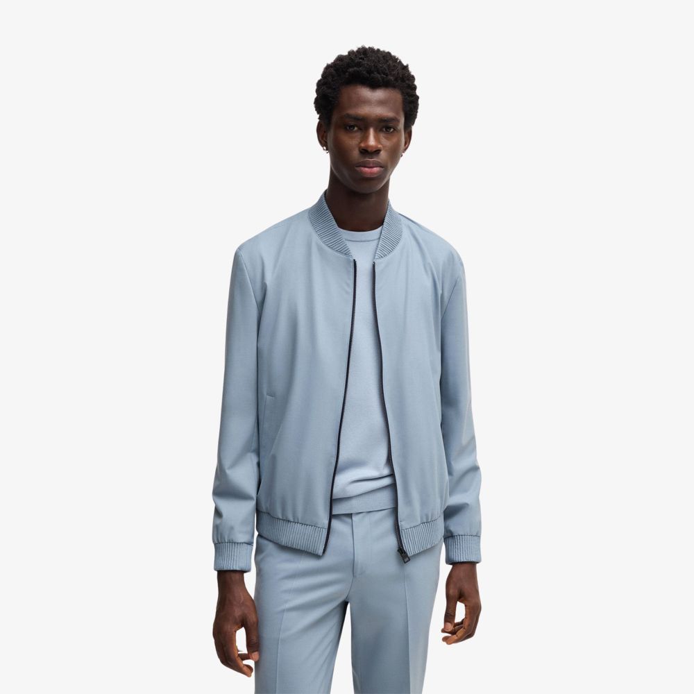 HUGO - Áo khoác dáng slim-fit len co giãn