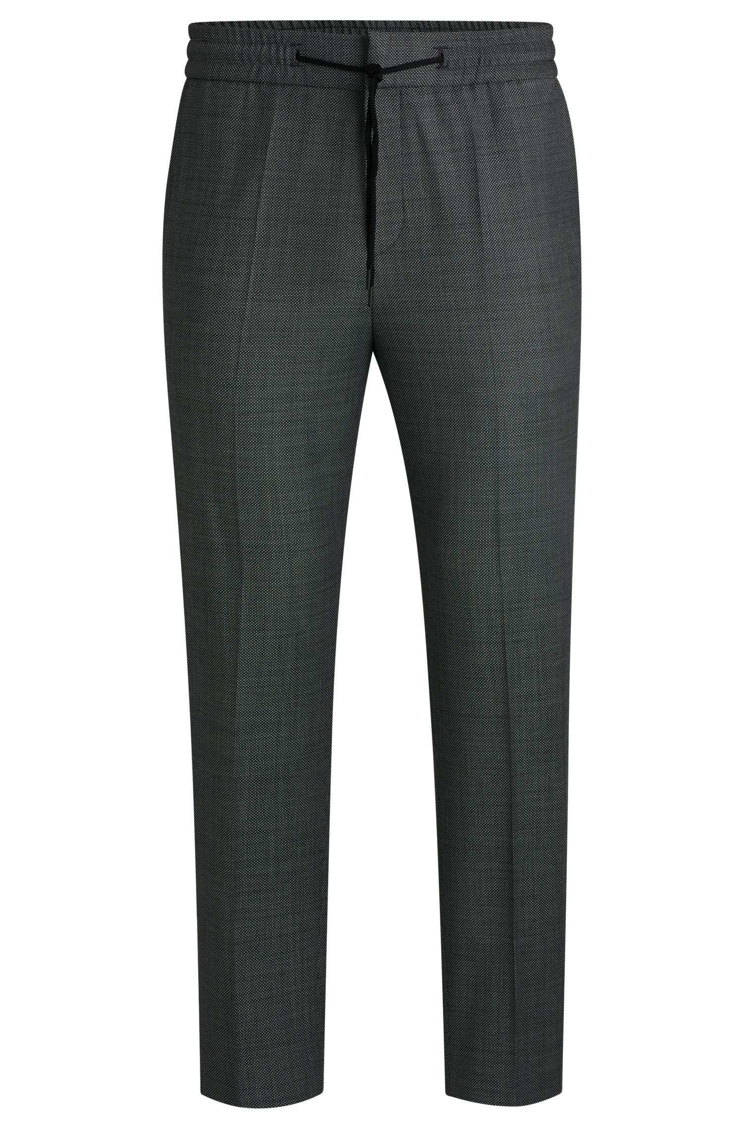 HUGO - Quần dài dáng extra-slim-fit vải co giãn có họa tiết