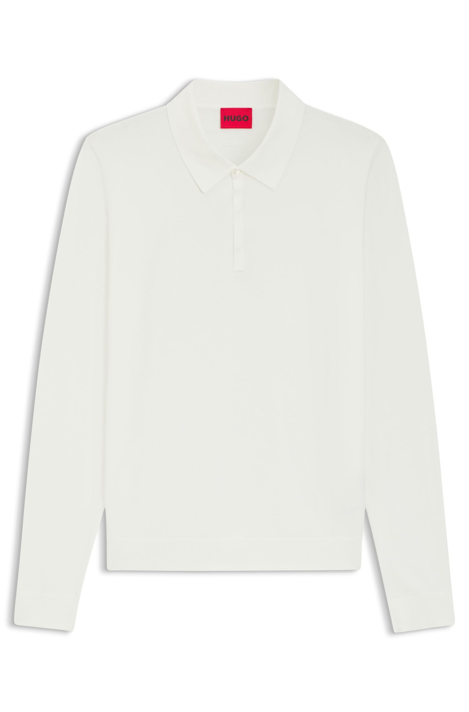 HUGO - Áo polo sweater dáng slim fit với khóa dấu