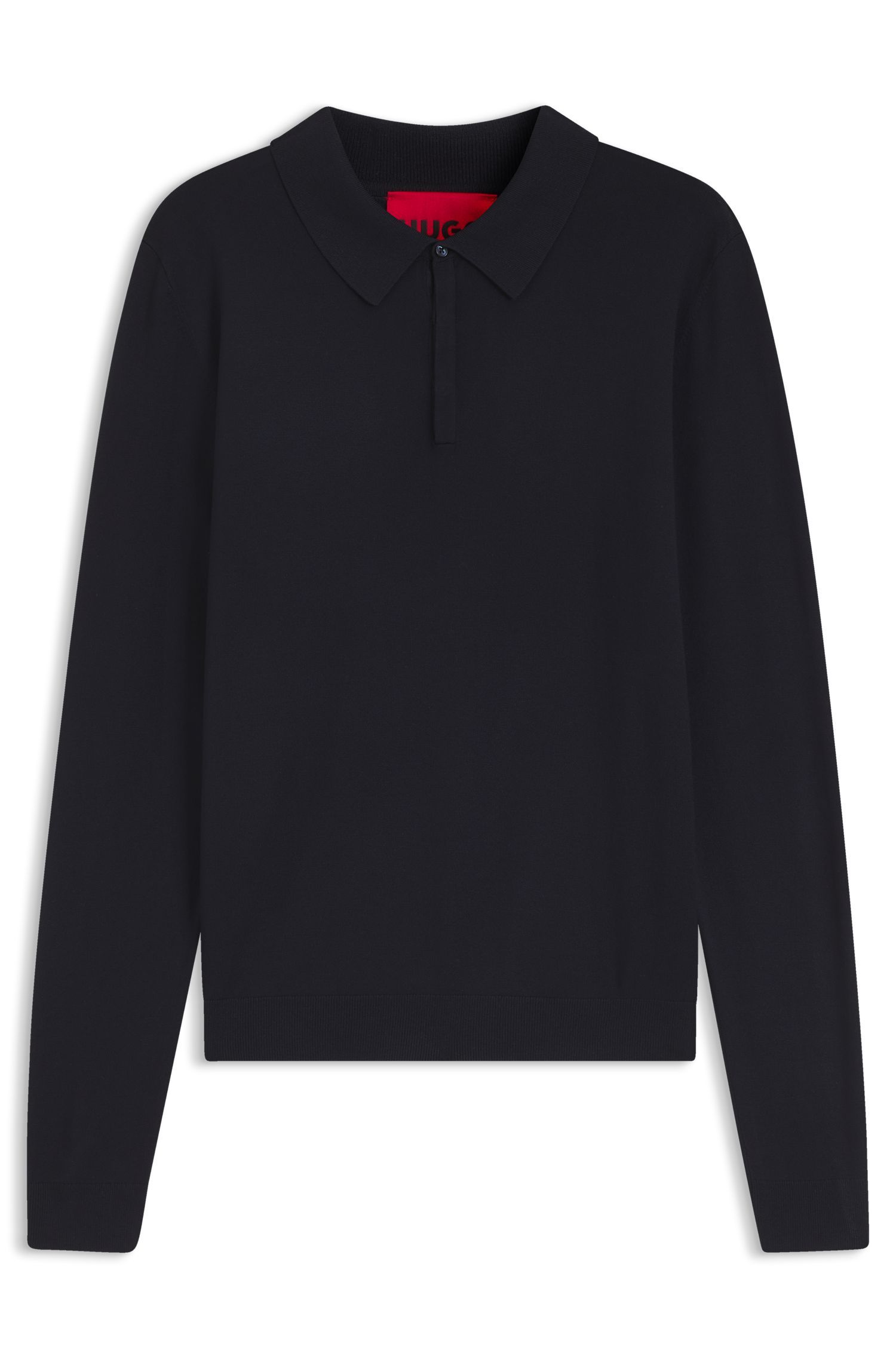 HUGO - Áo polo sweater dáng slim fit với khóa dấu