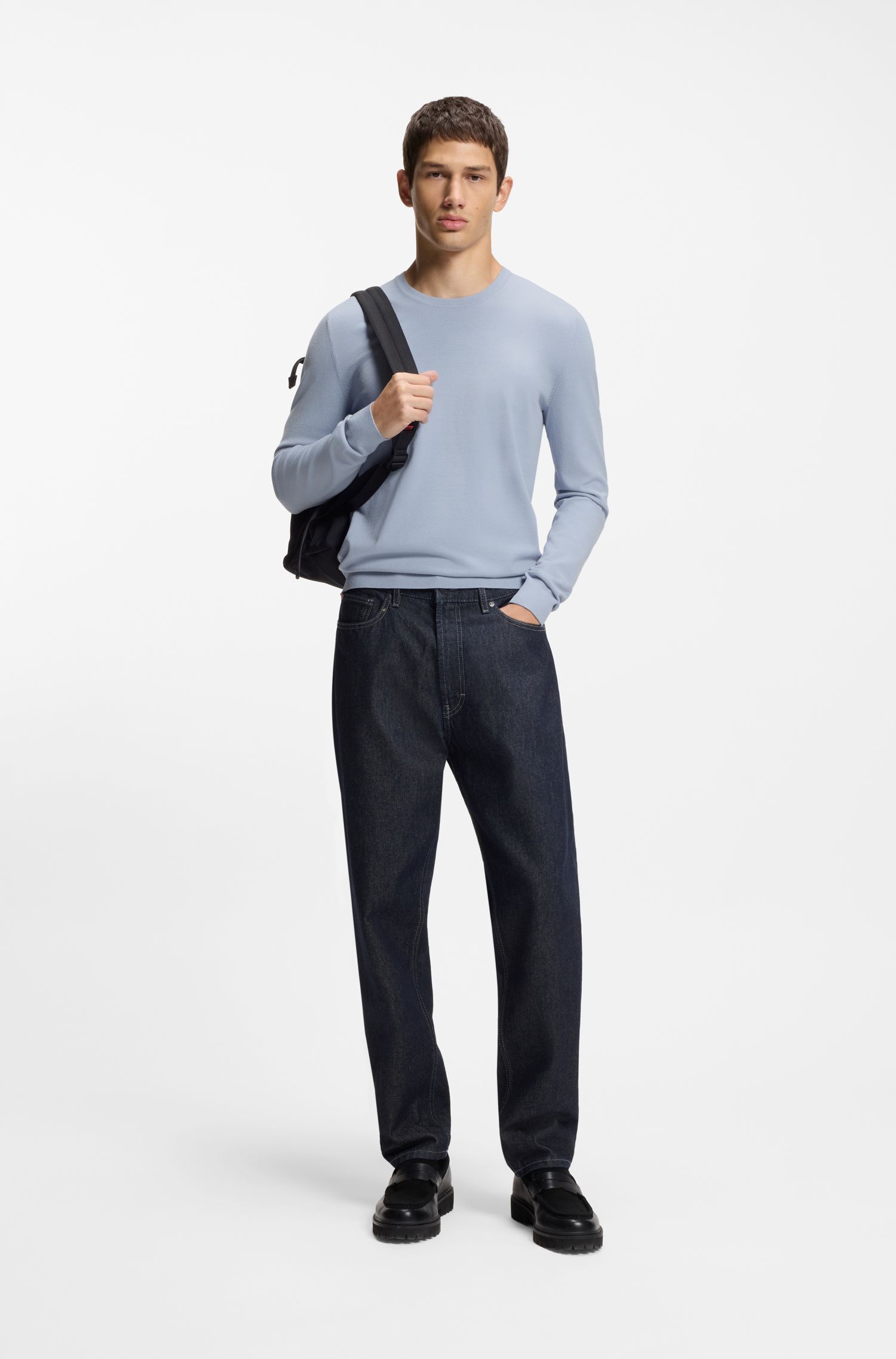 HUGO - Áo sweater dáng slim fit cổ tròn mềm mại
