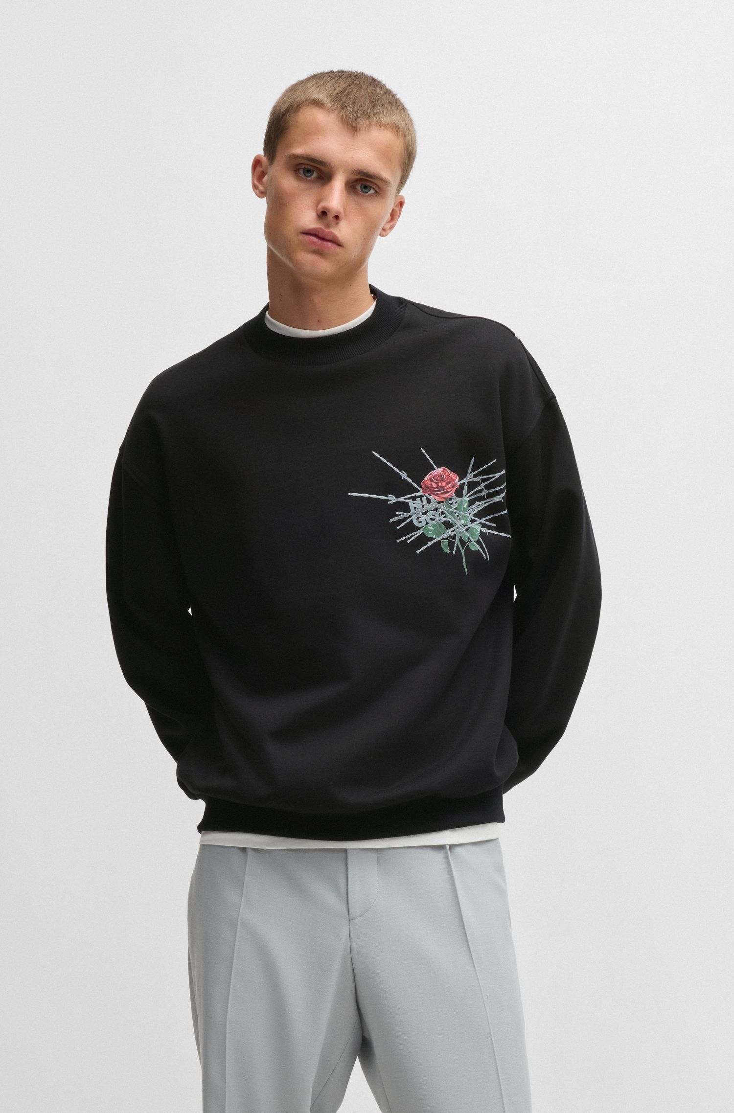 Áo sweatshirt dáng relaxed-fit vải cotton-twill với họa tiết theo mùa
