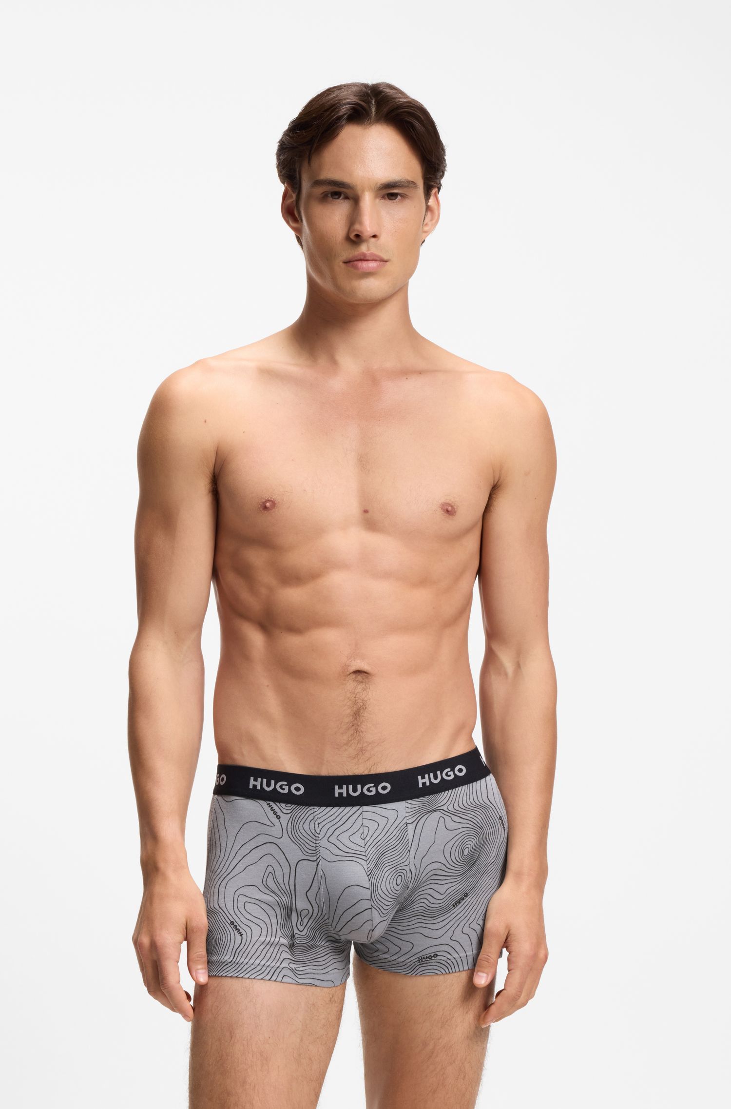 HUGO - Bộ 3 quần lót cotton co giãn cạp logo