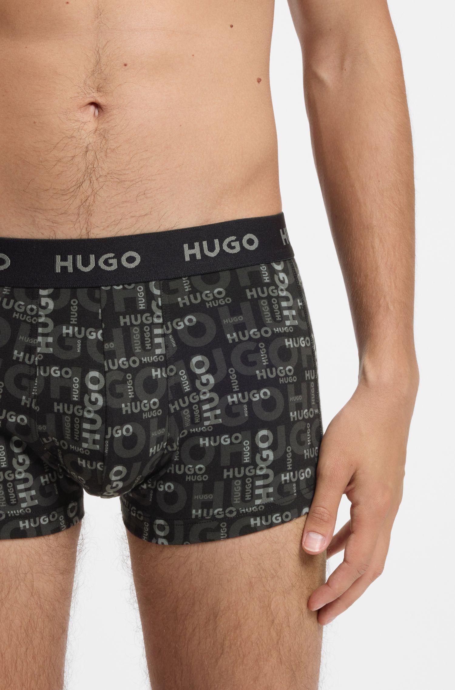 HUGO - Bộ 3 quần lót cotton co giãn cạp logo