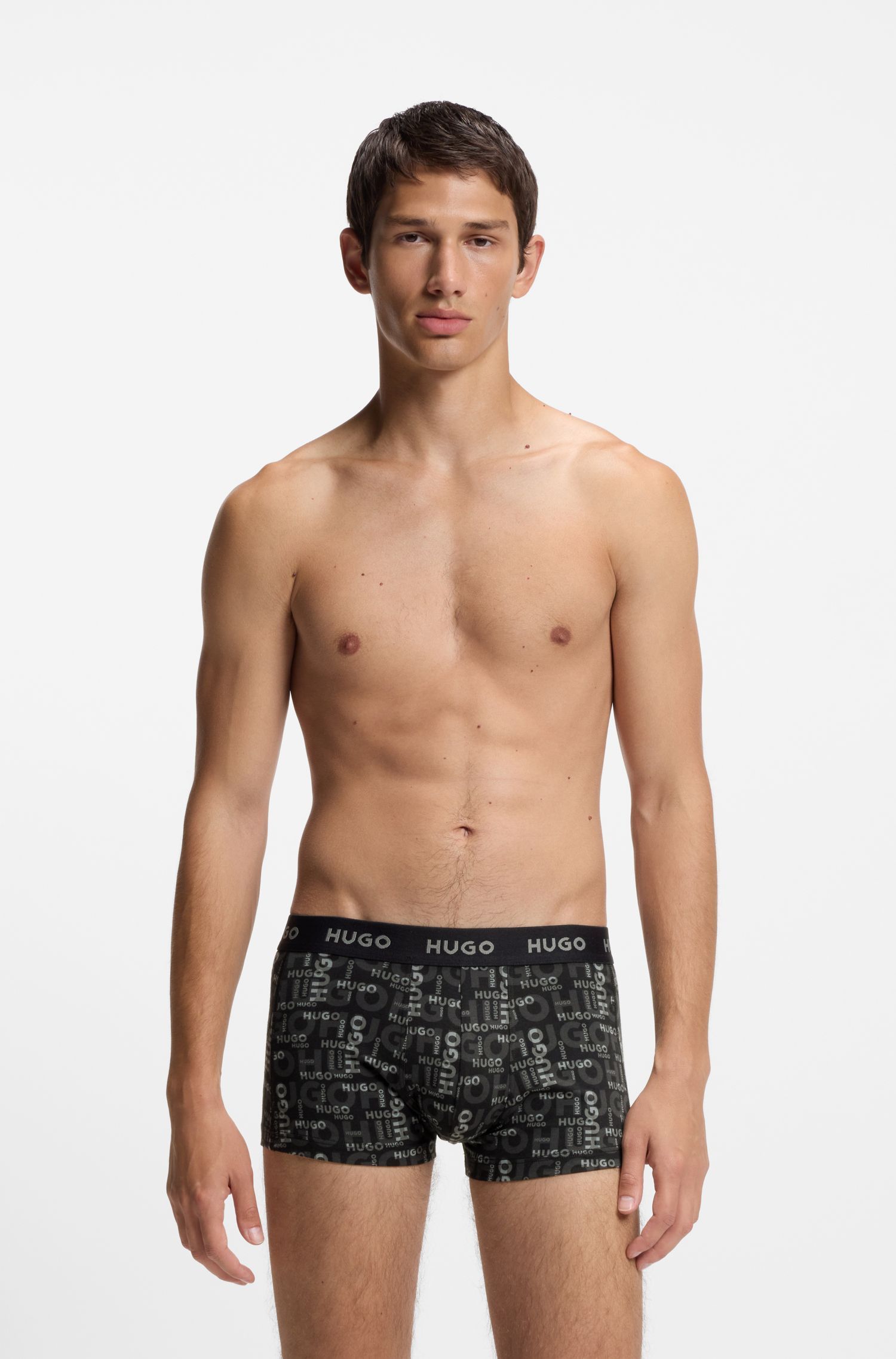 HUGO - Bộ 3 quần lót cotton co giãn cạp logo