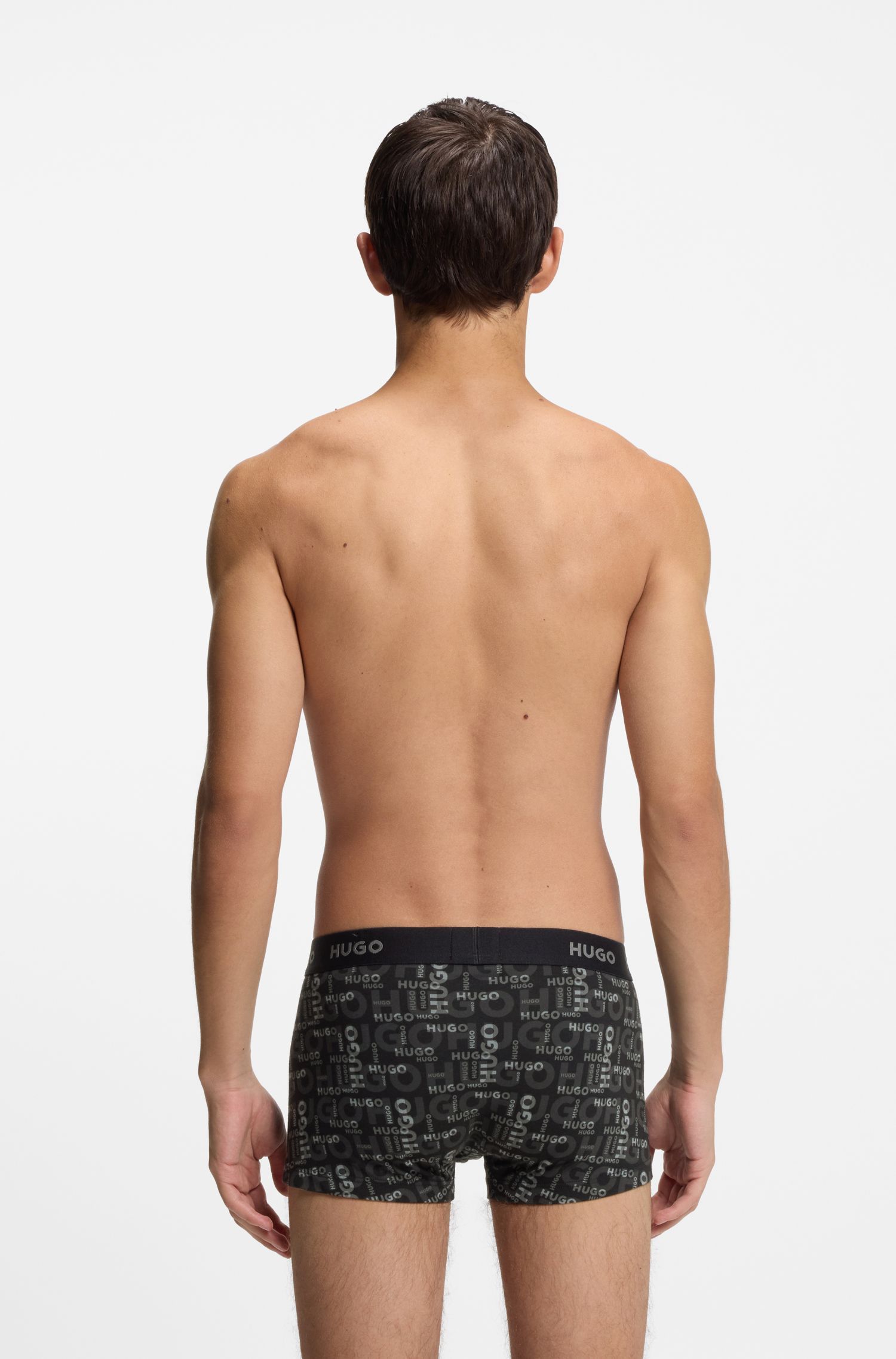 HUGO - Bộ 3 quần lót cotton co giãn cạp logo