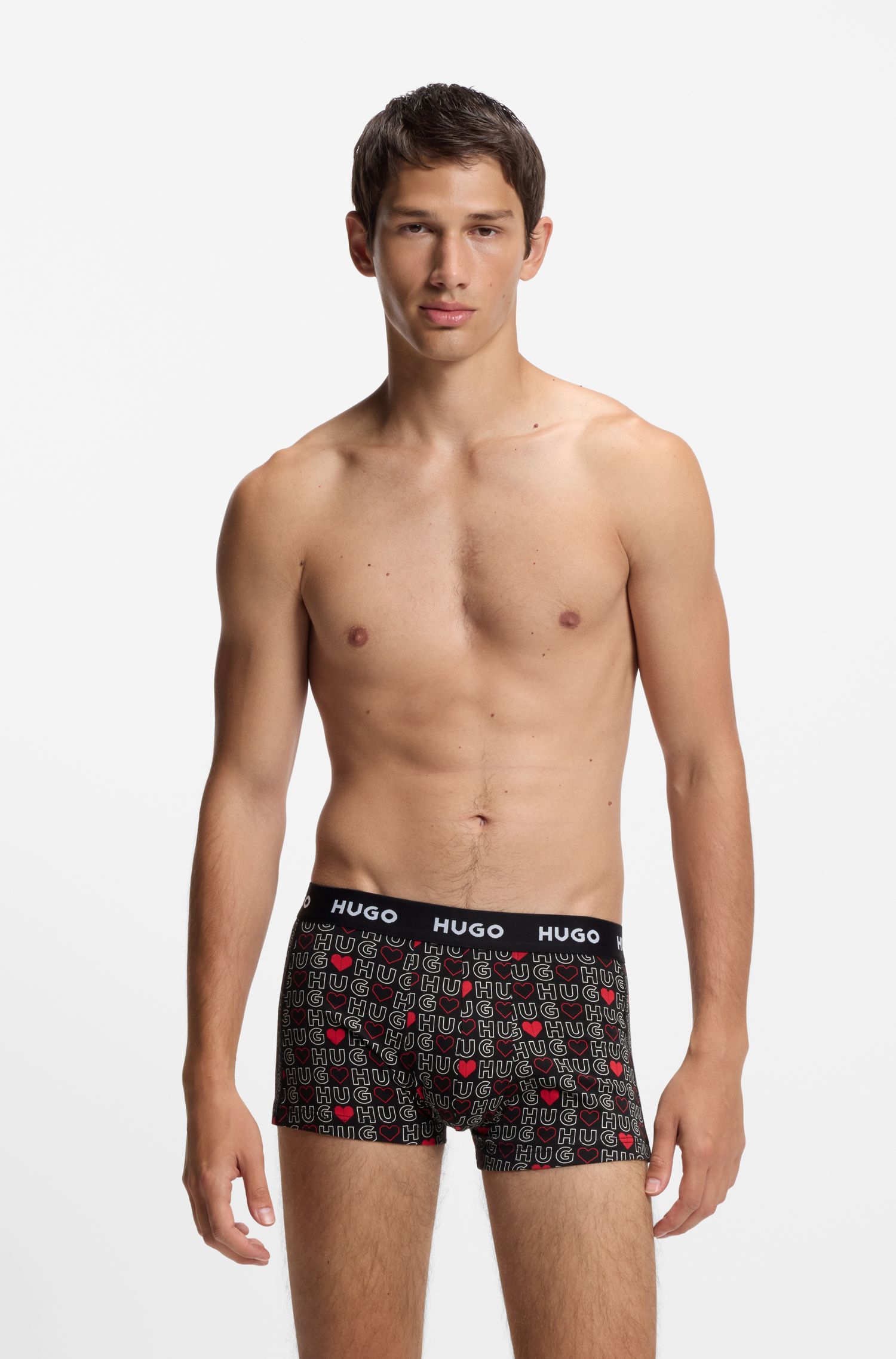 HUGO - Bộ 3 quần lót cotton co giãn cạp logo