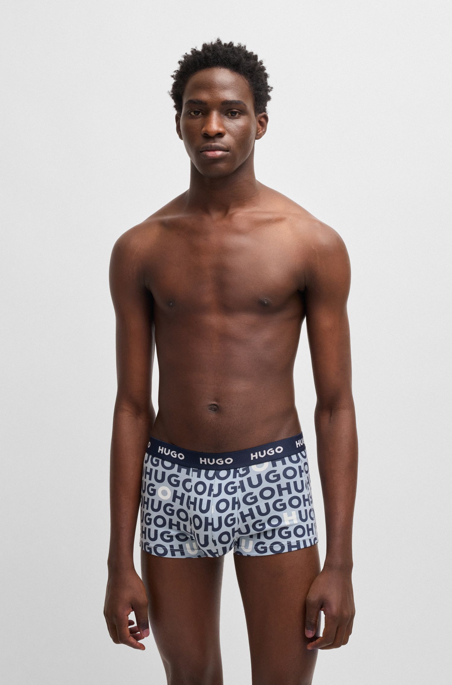 HUGO - Bộ 3 quần lót cotton co giãn cạp logo