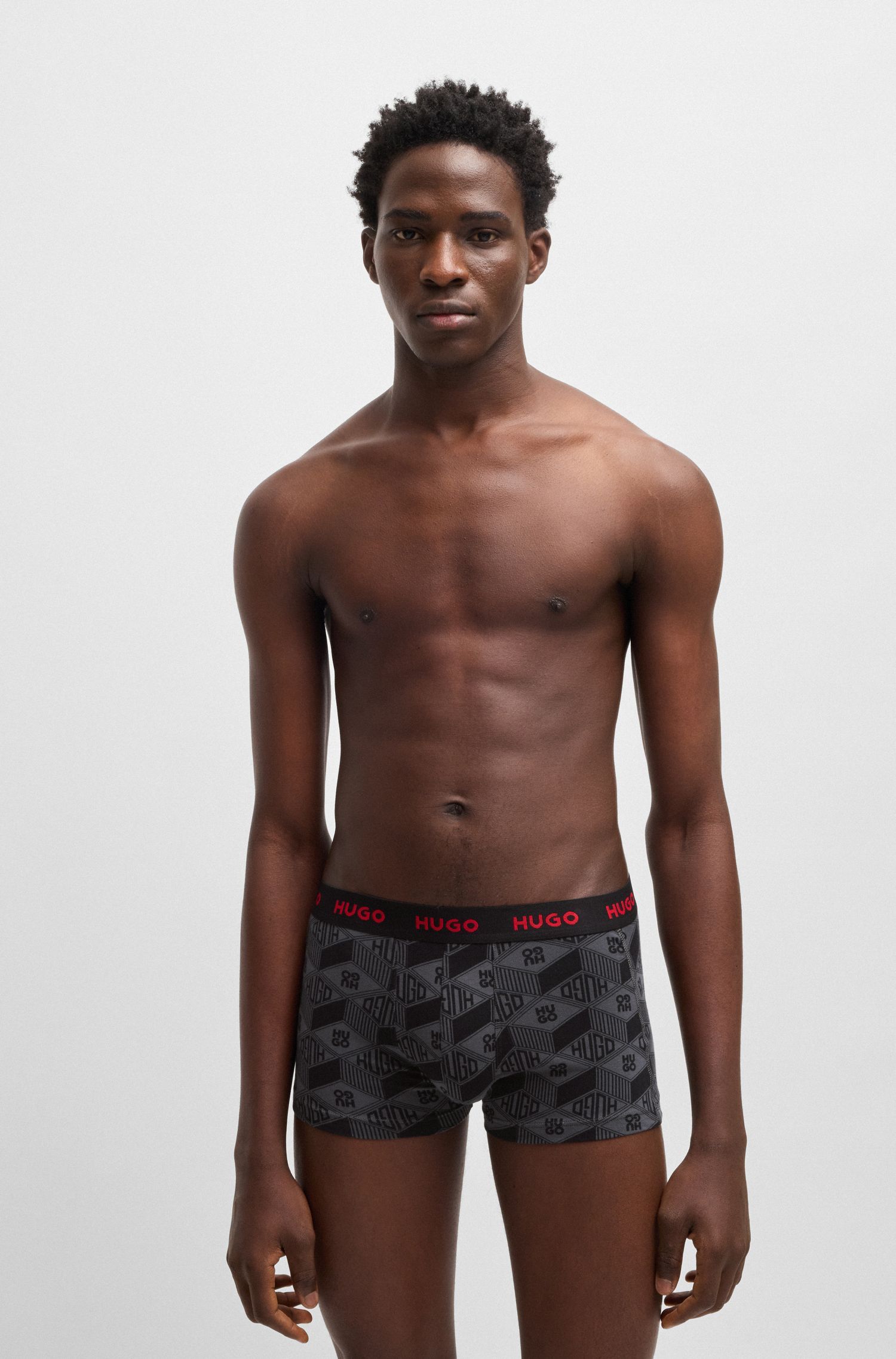 HUGO - Bộ 3 quần lót cotton co giãn cạp logo