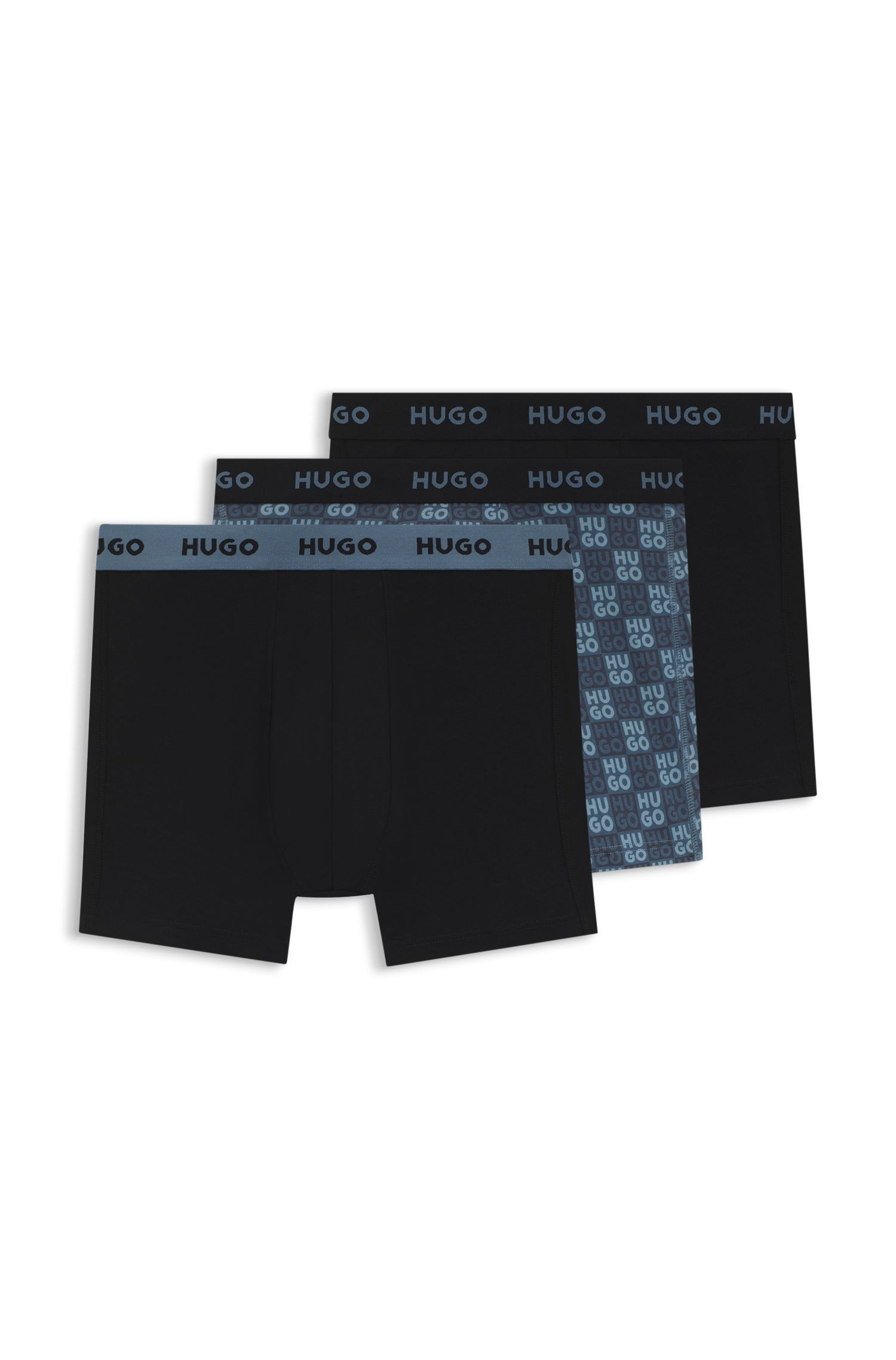 HUGO - Bộ ba quần boxer bằng vải cotton co giãn