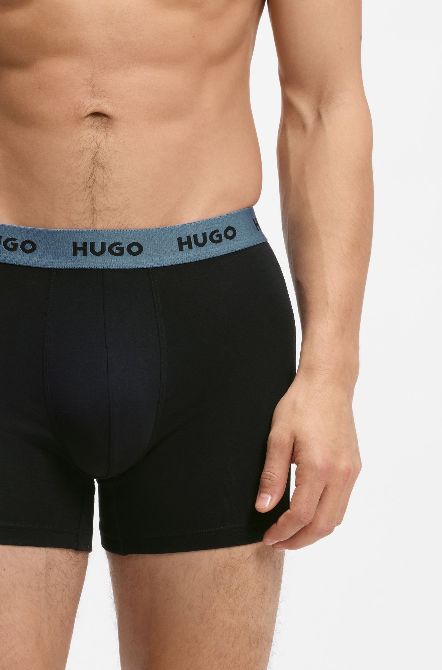 HUGO - Bộ ba quần boxer bằng vải cotton co giãn