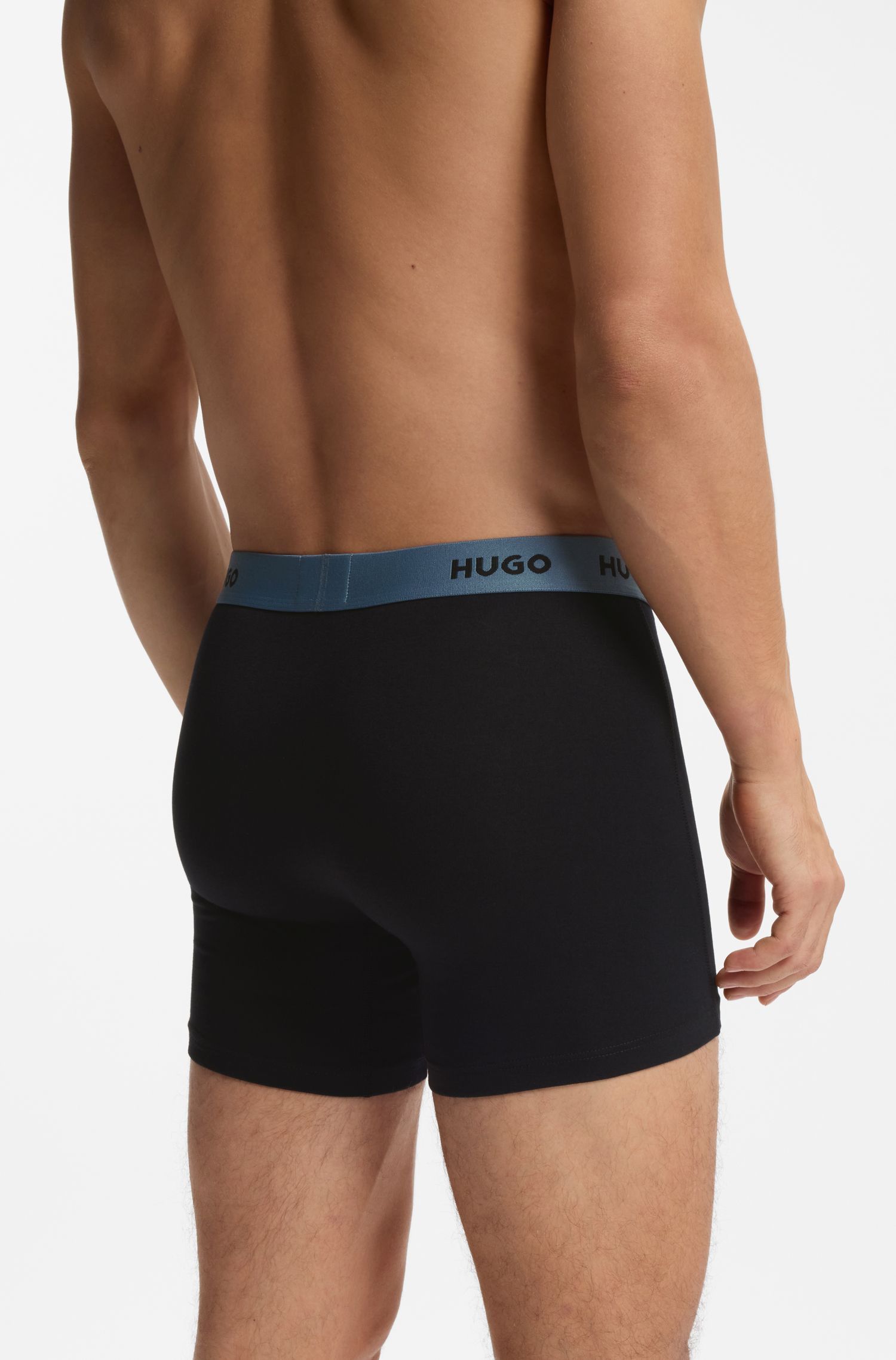 HUGO - Bộ ba quần boxer bằng vải cotton co giãn