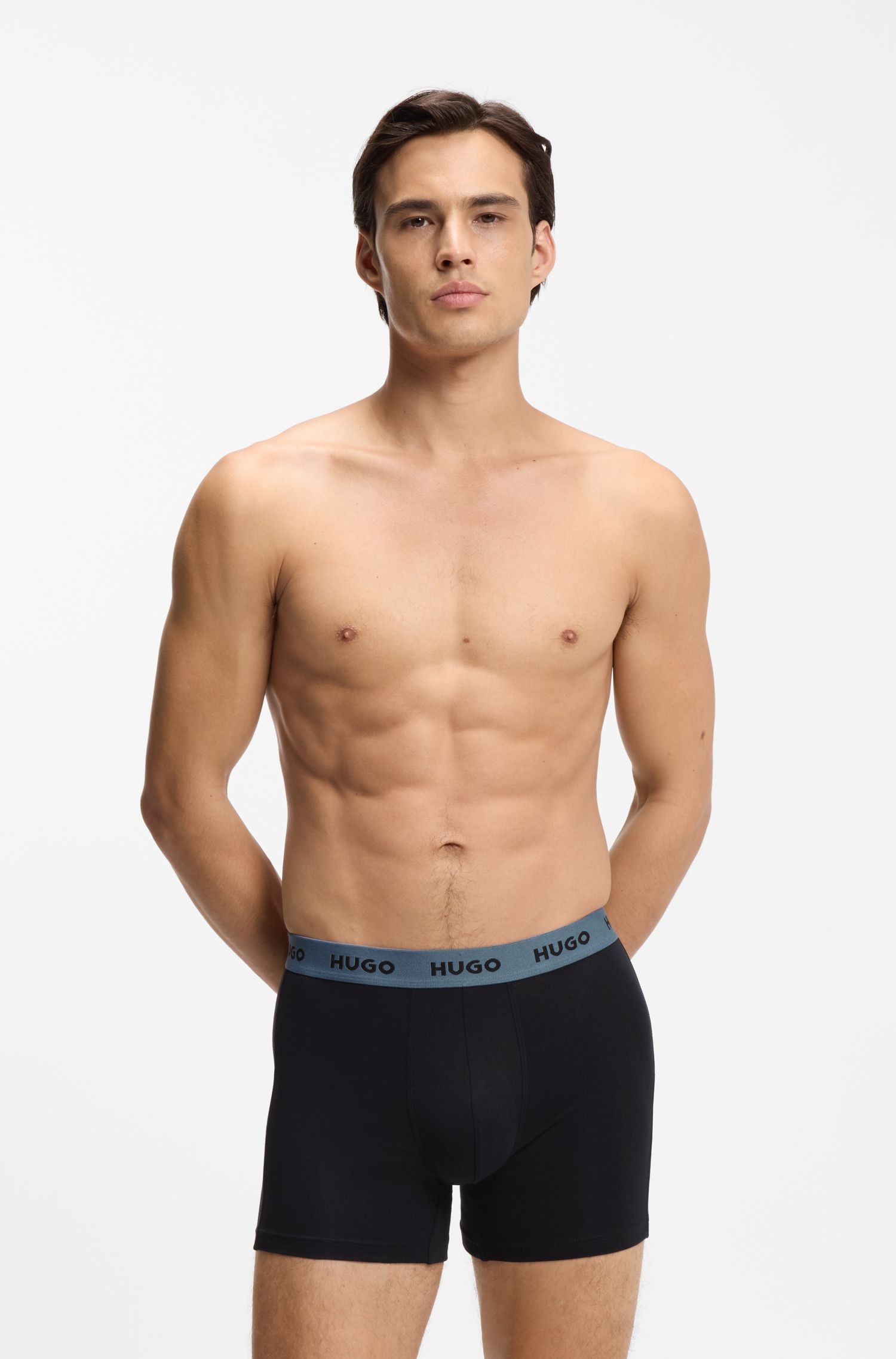 HUGO - Bộ ba quần boxer bằng vải cotton co giãn