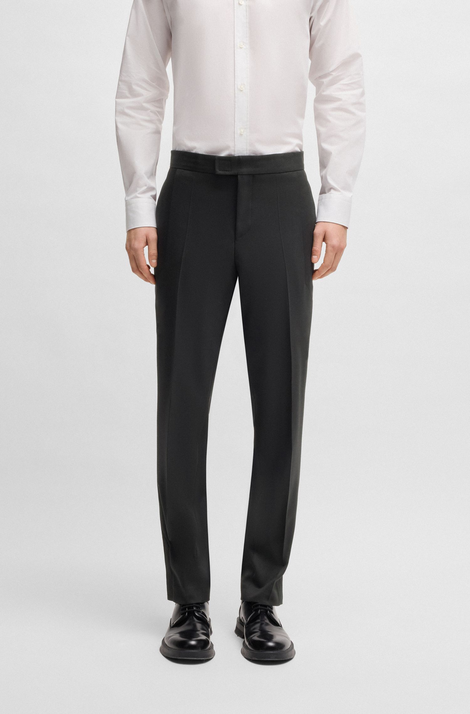 Quần âu dáng slim-fit vải len twill