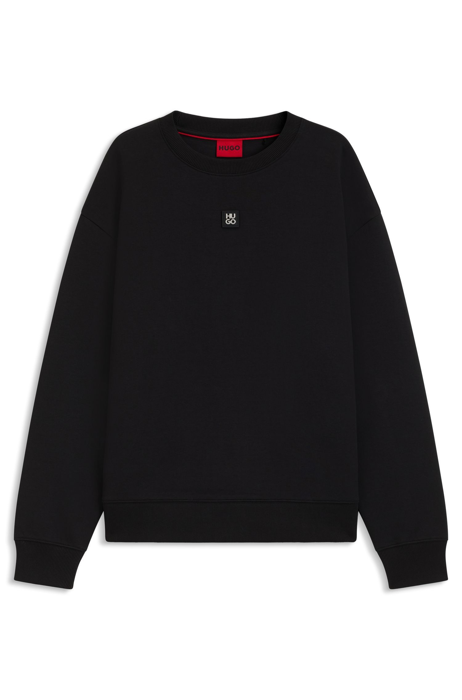 HUGO - Áo sweatshirt phối logo xếp chồng vải cotton pha