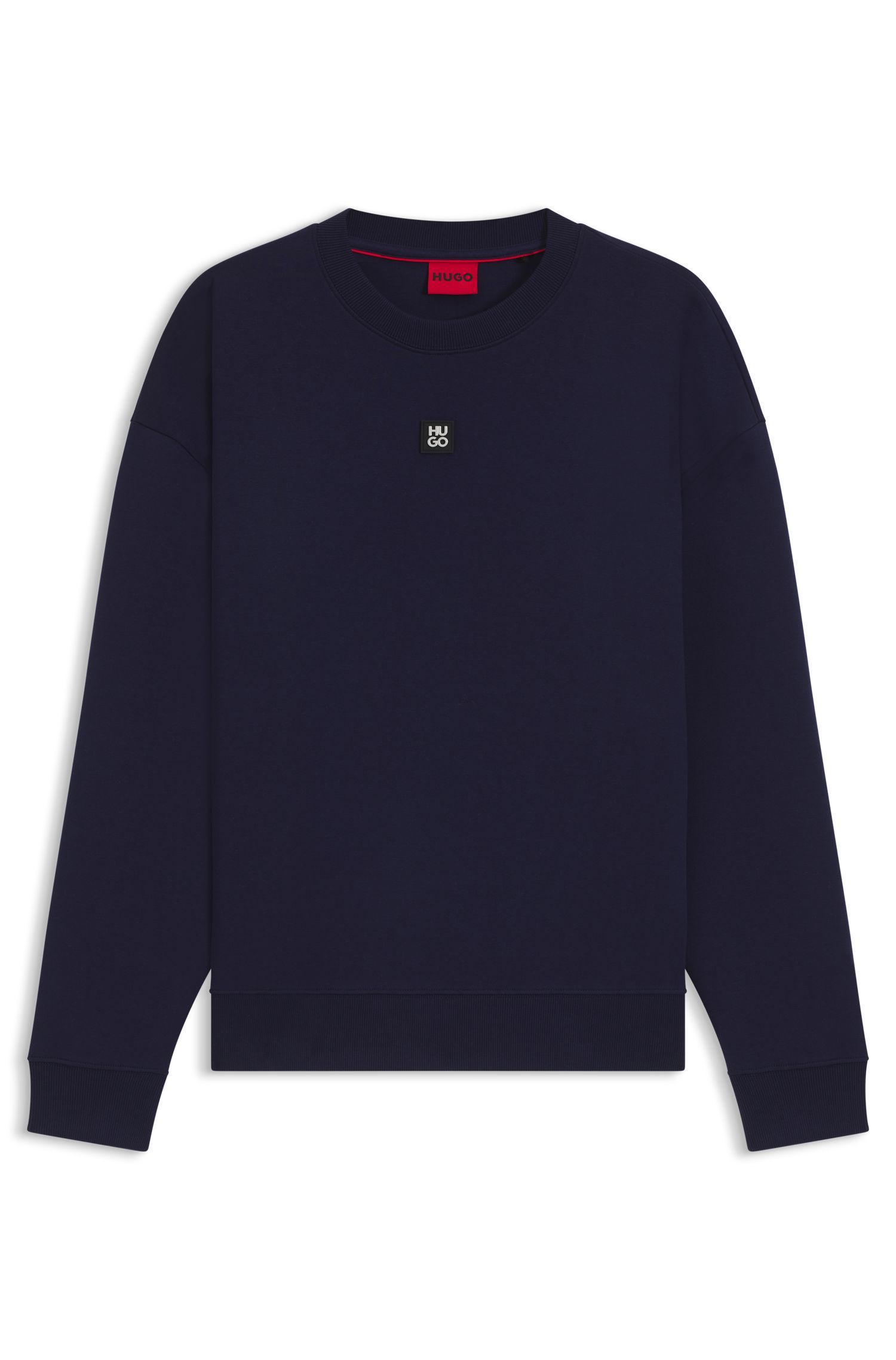 HUGO - Áo sweatshirt phối logo xếp chồng vải cotton pha