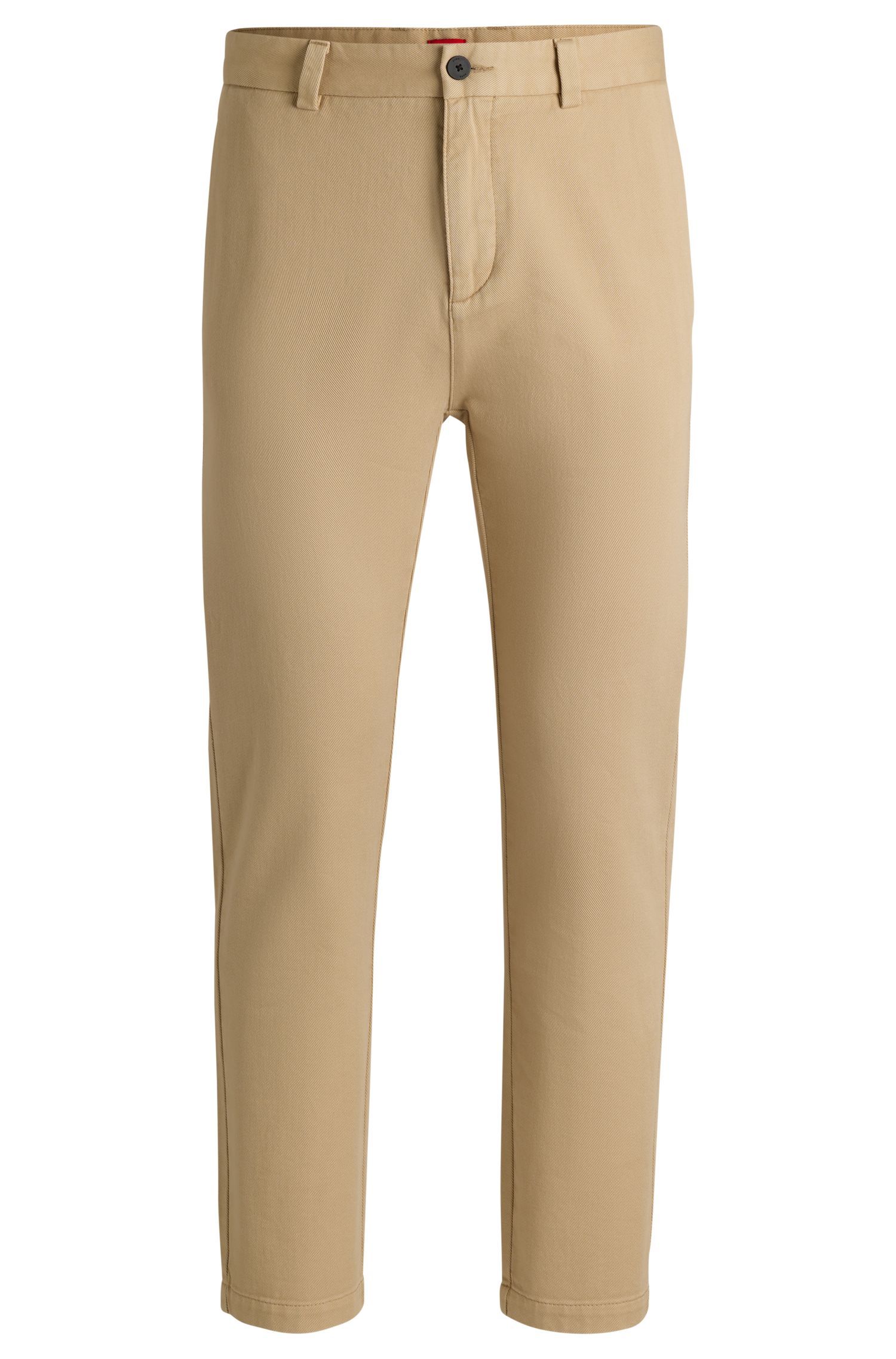 HUGO - Quần dài dáng slim-fit vải cotton twill