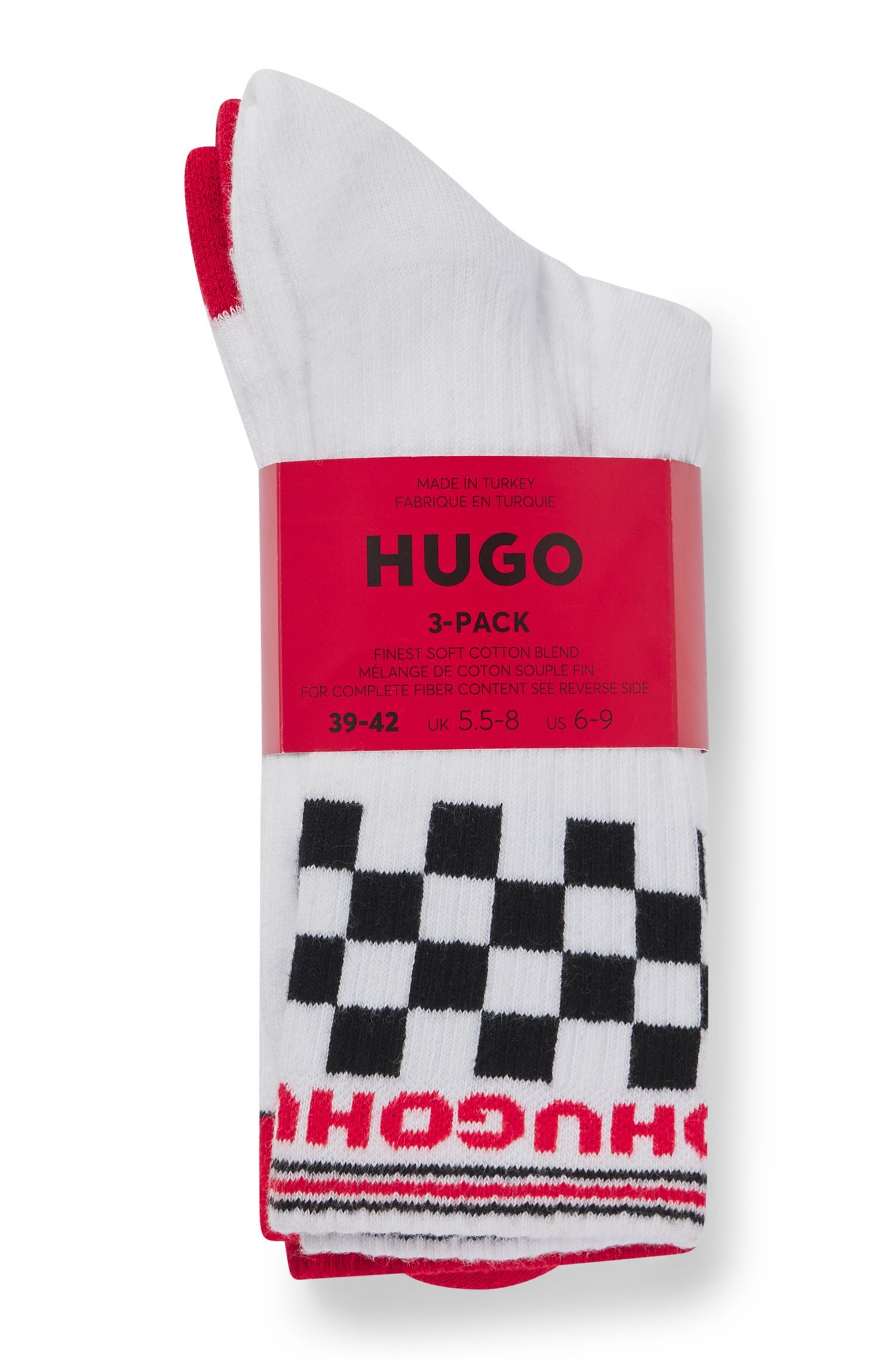 HUGO - Bộ 3 đôi tất cao họa tiết đua xe