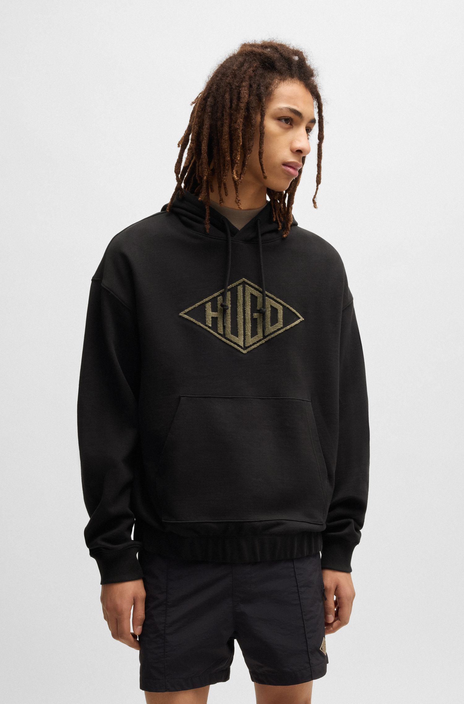 Áo hoodie vải cotton terry thêu logo