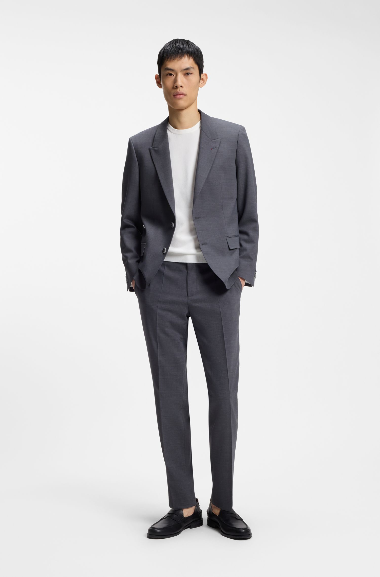 HUGO - Áo sweater dáng slim-fit ngắn tay