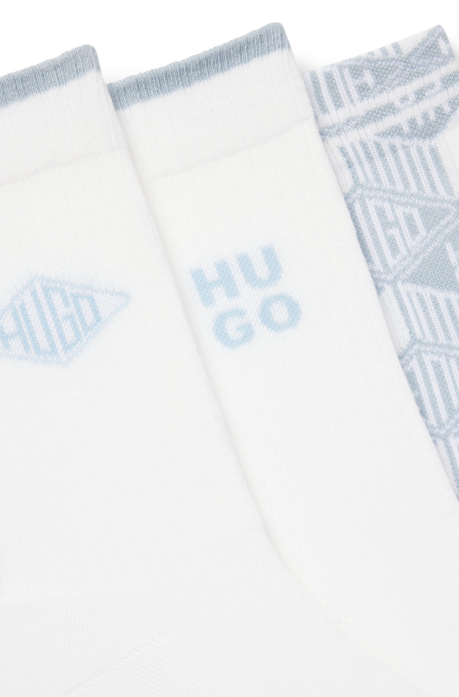 HUGO - Bộ 3 tất ngắn cổ gân có chi tiết logo