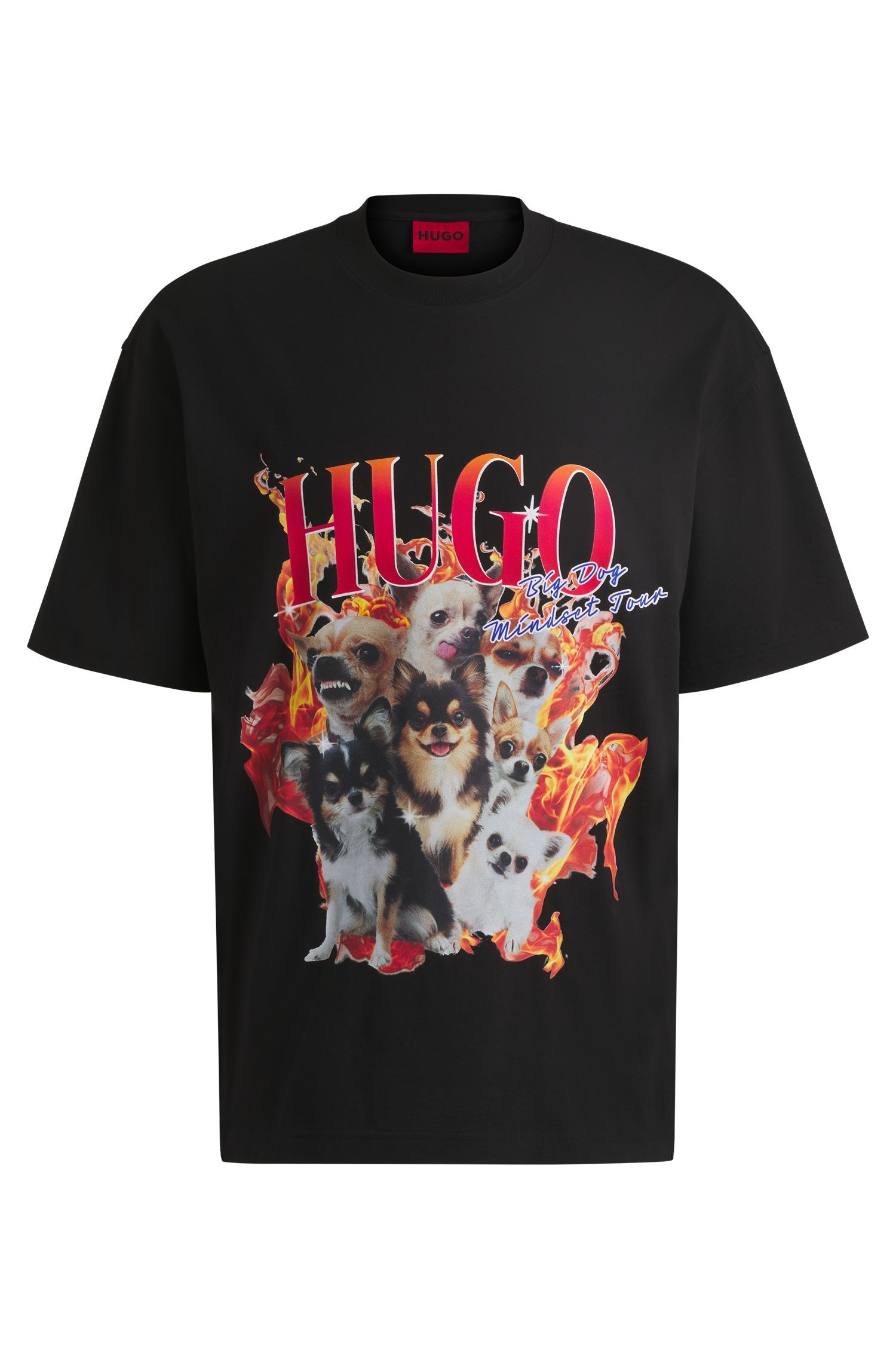 HUGO - Áo thun oversized vải cotton in hình