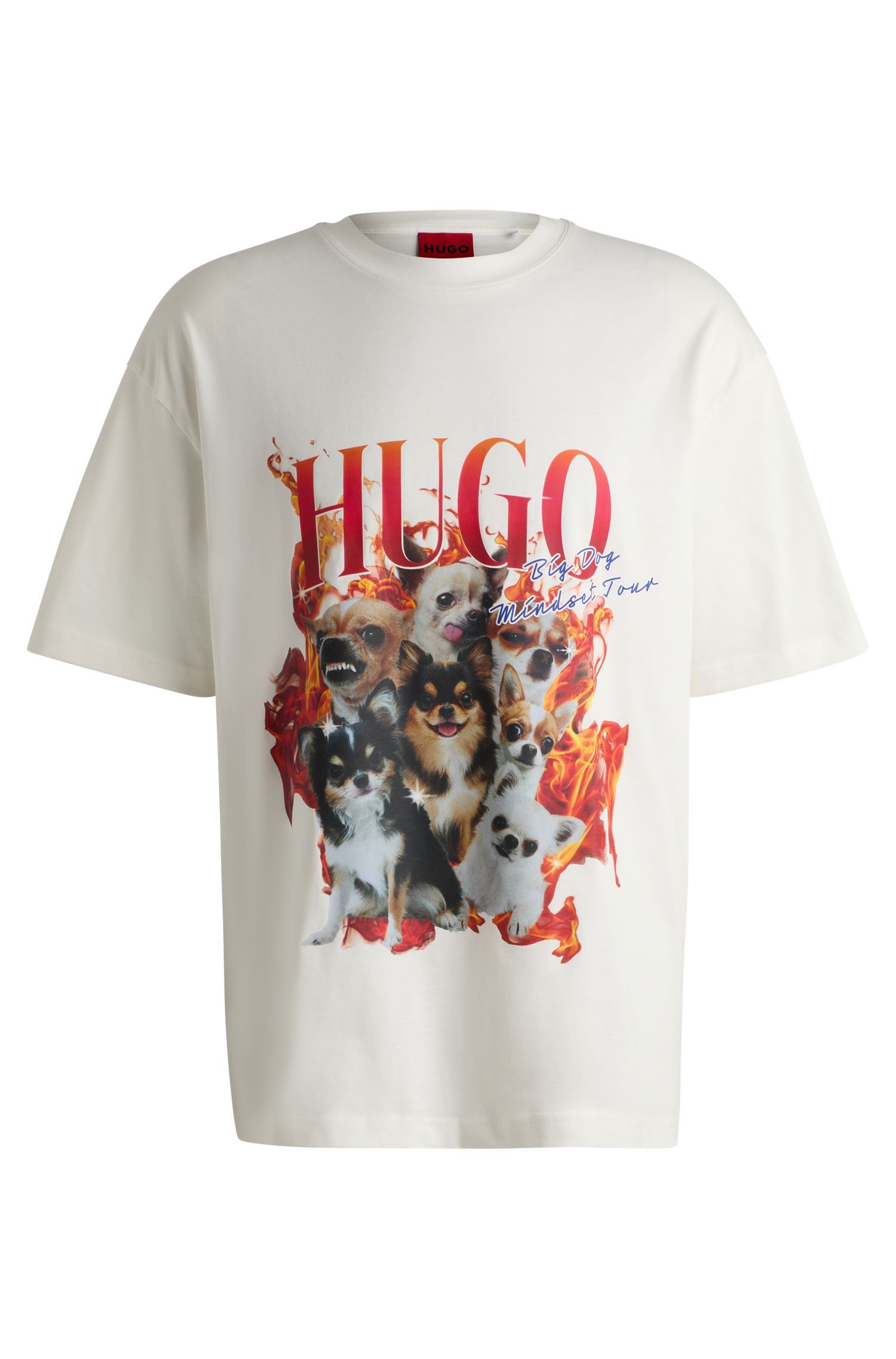HUGO - Áo thun oversized vải cotton in hình