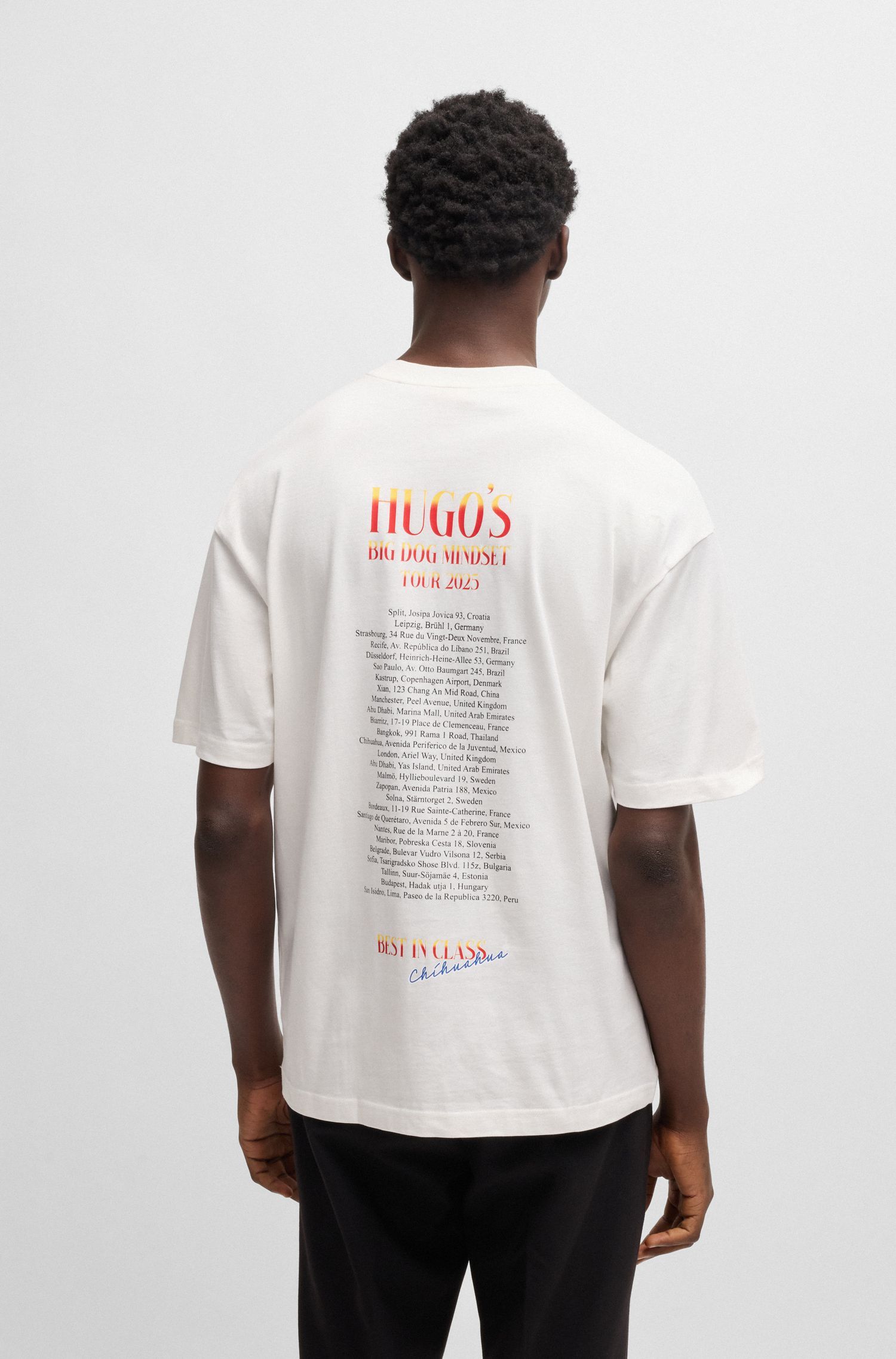 HUGO - Áo thun oversized vải cotton in hình