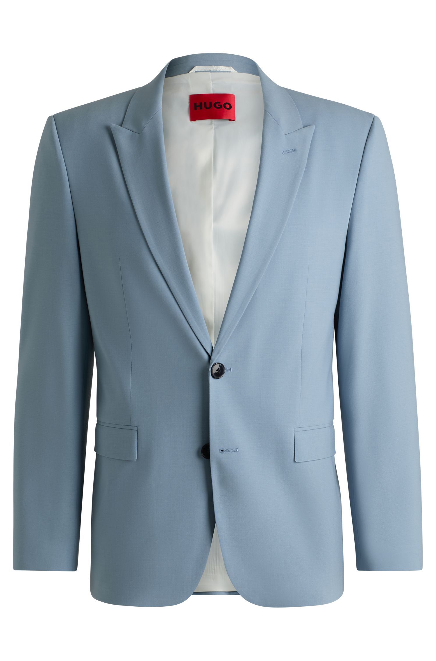 HUGO - Áo blazer dáng extra-slim fit vải poplin pha len
