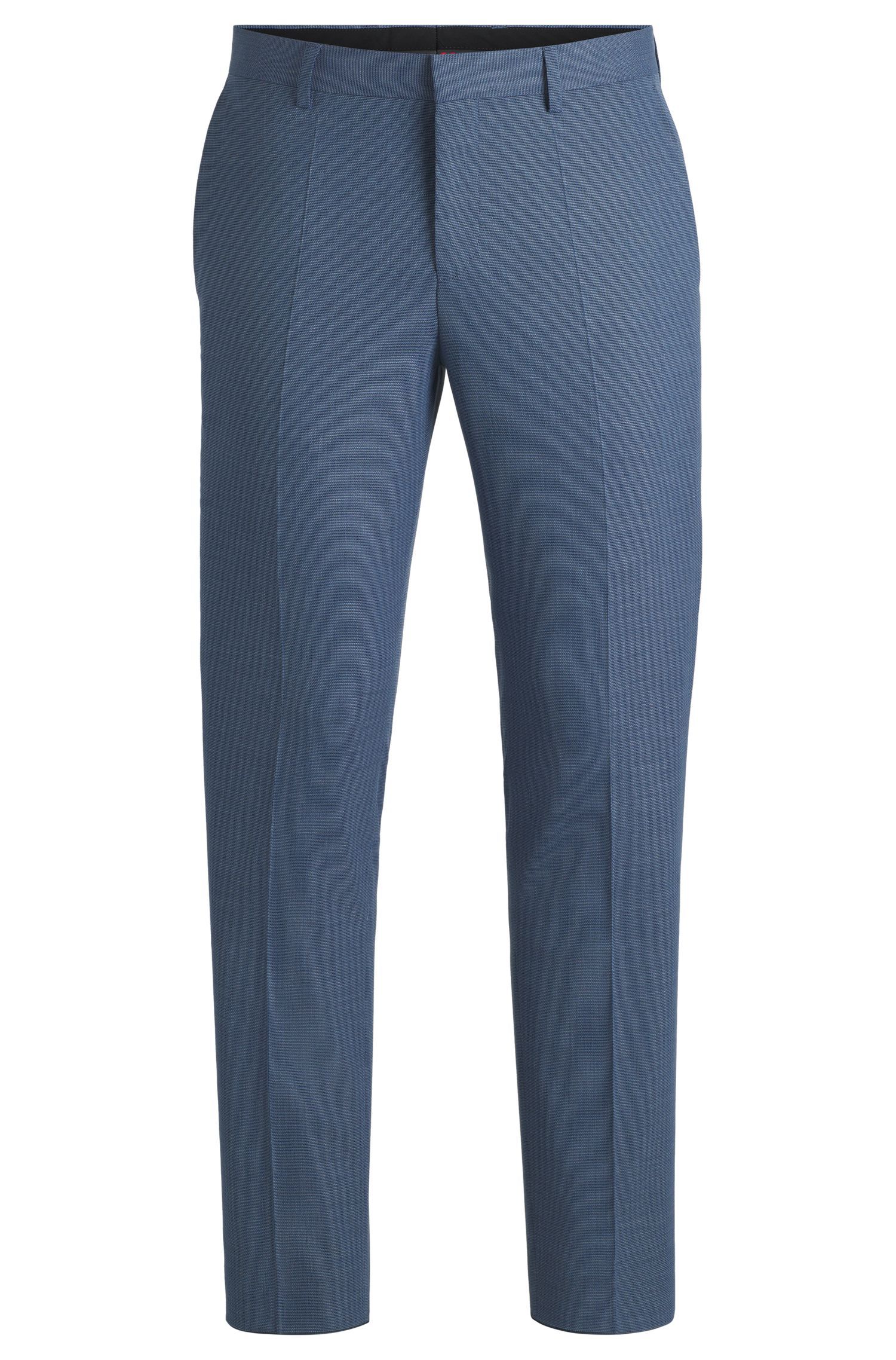 HUGO - Quần tây dáng slim-fit vải mouliné co giãn