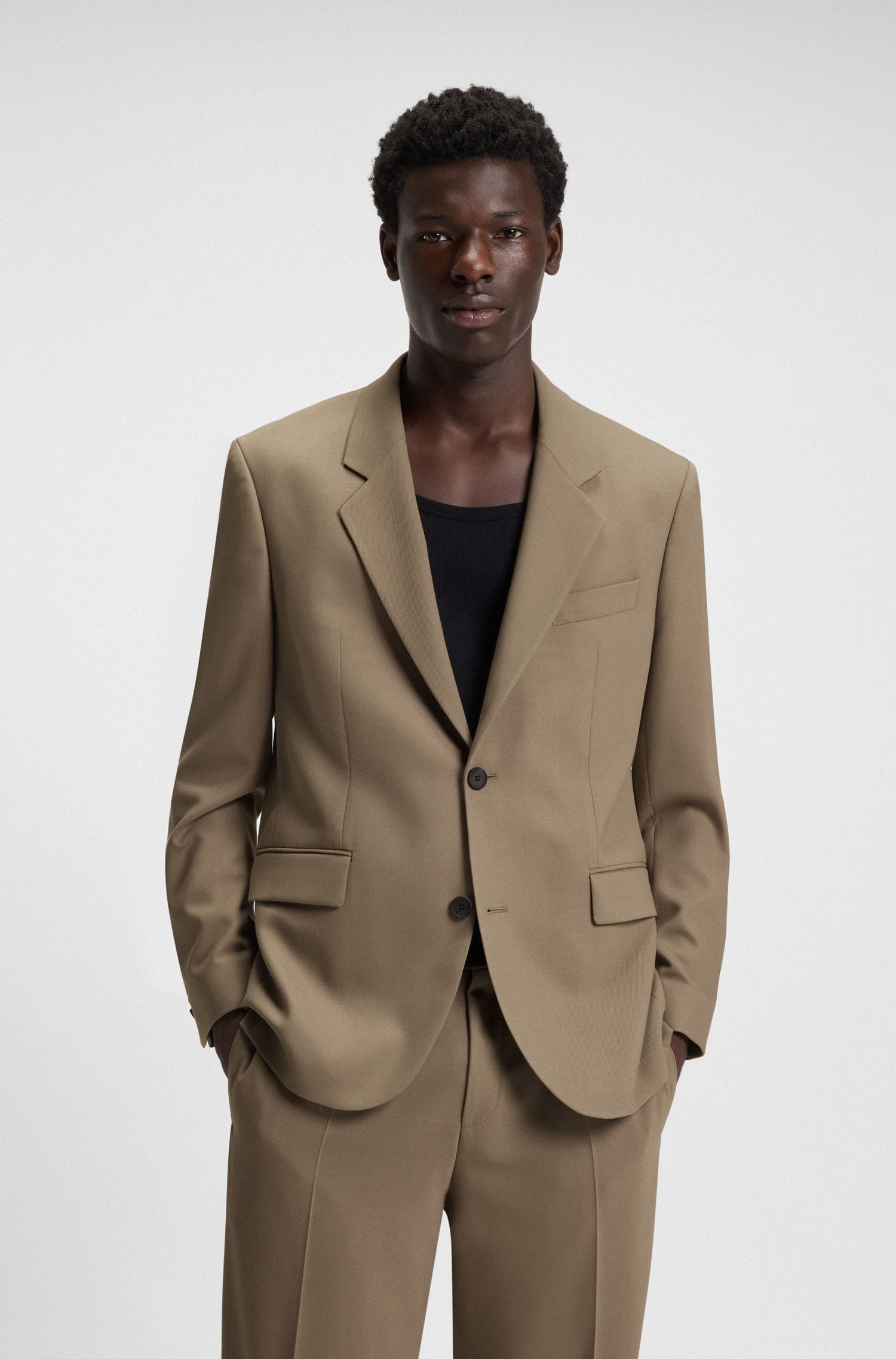 Áo vest dáng modern-fit từ stretch twill với có lót đầy đủ
