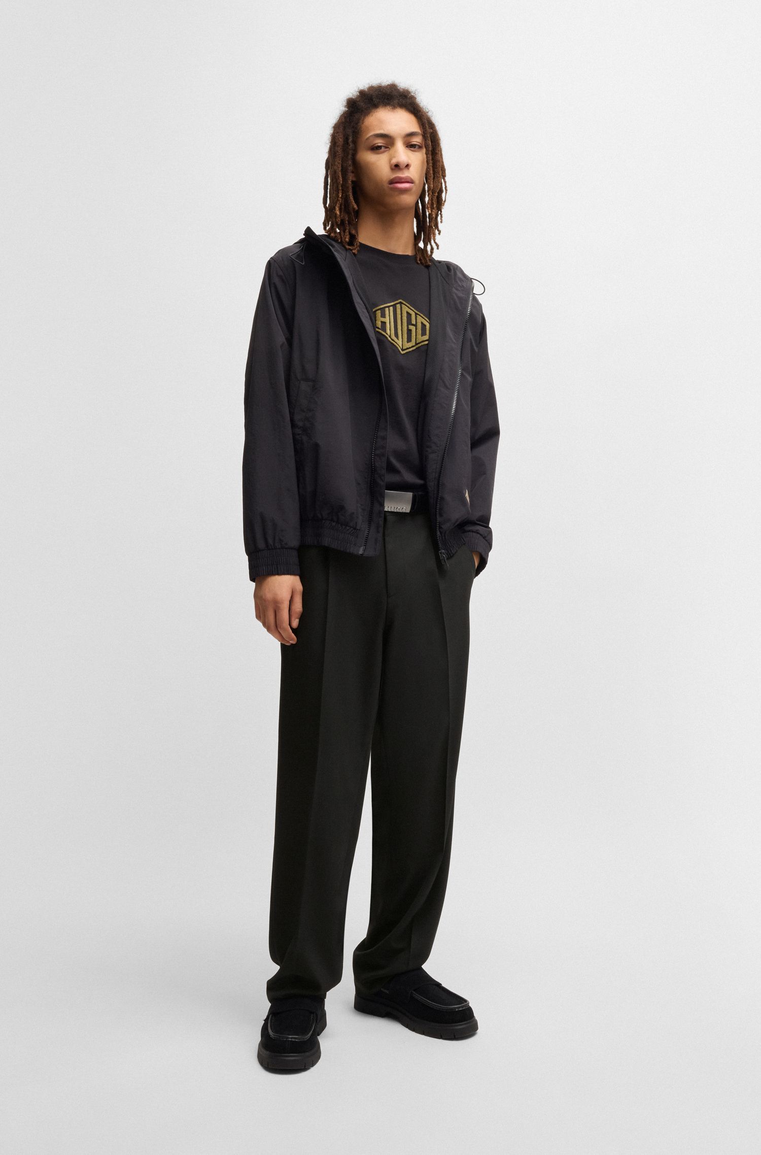 HUGO - Quần dài dáng modern-fit vải twill co giãn