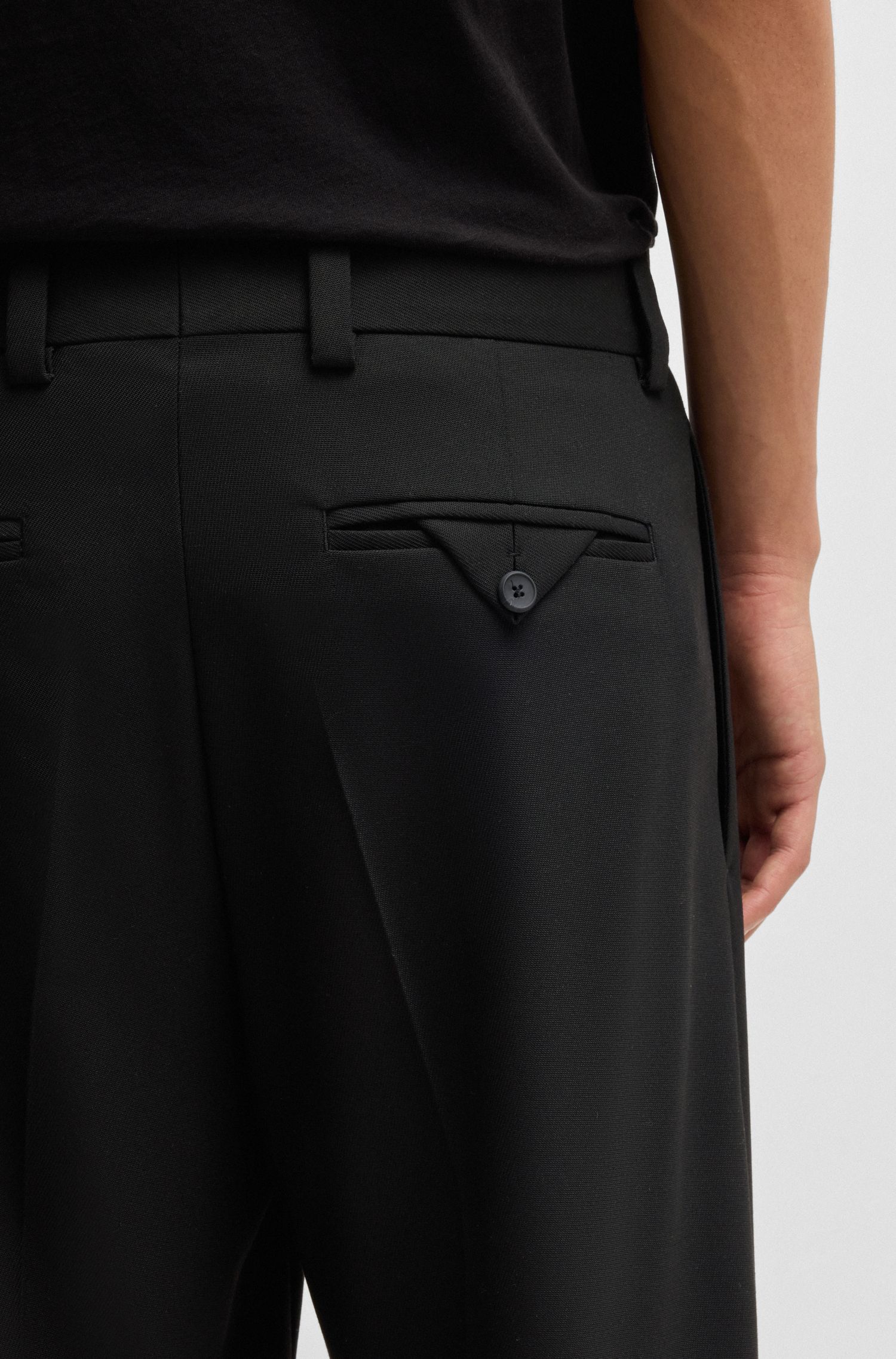 HUGO - Quần dài dáng modern-fit vải twill co giãn
