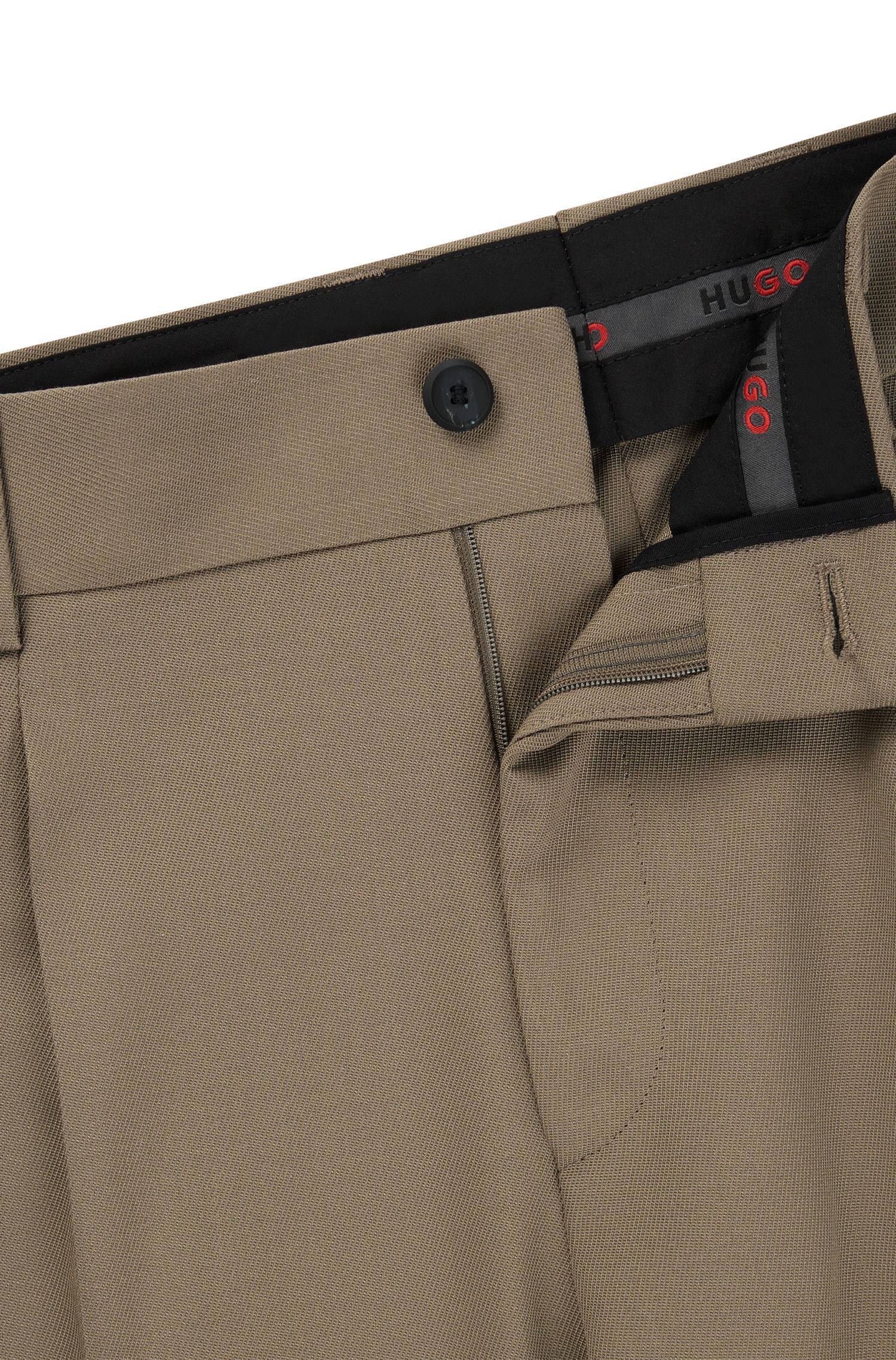 HUGO - Quần dài dáng modern-fit vải twill co giãn