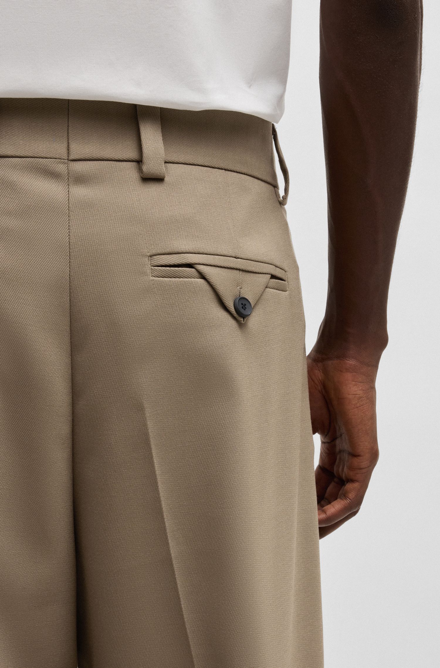 HUGO - Quần dài dáng modern-fit vải twill co giãn