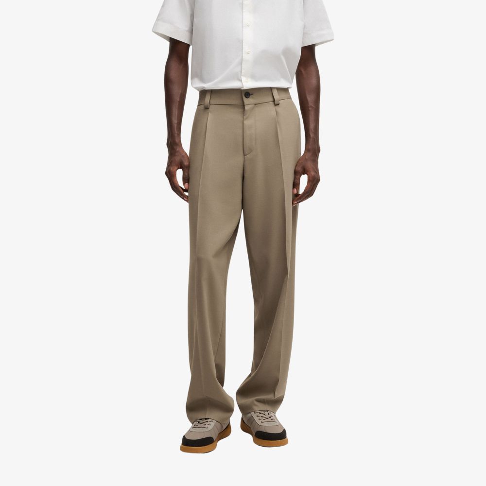 HUGO - Quần dài dáng modern-fit vải twill co giãn