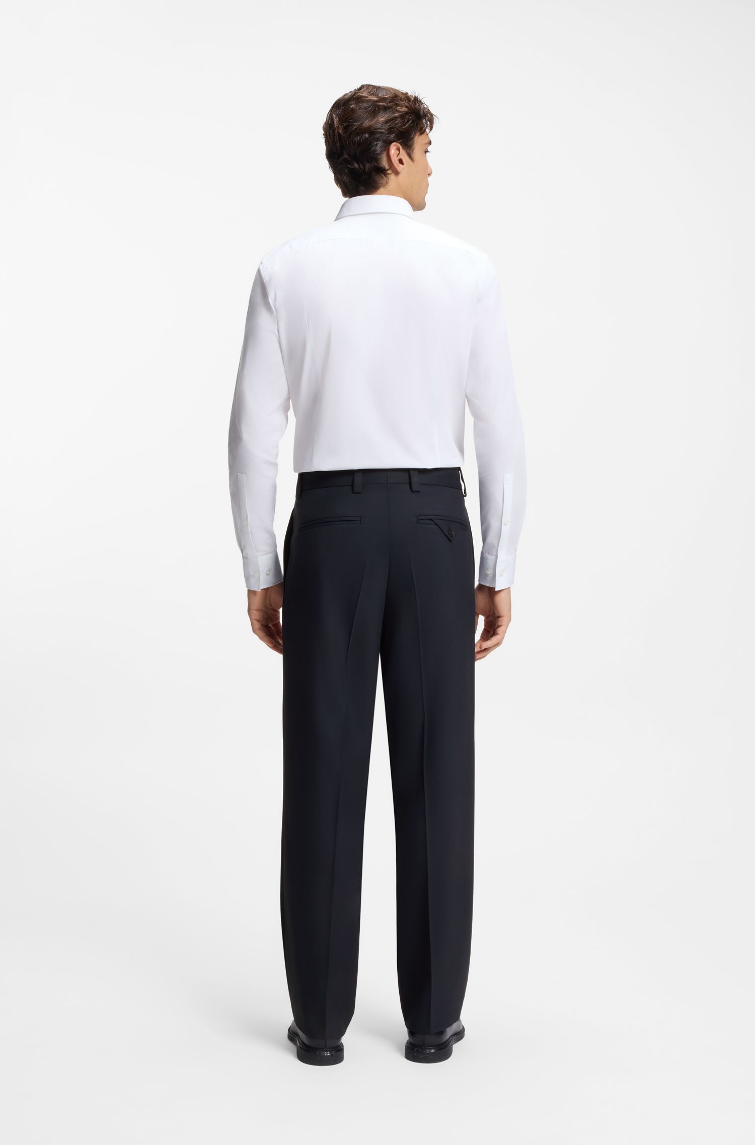 HUGO - Quần dài dáng modern-fit vải twill co giãn