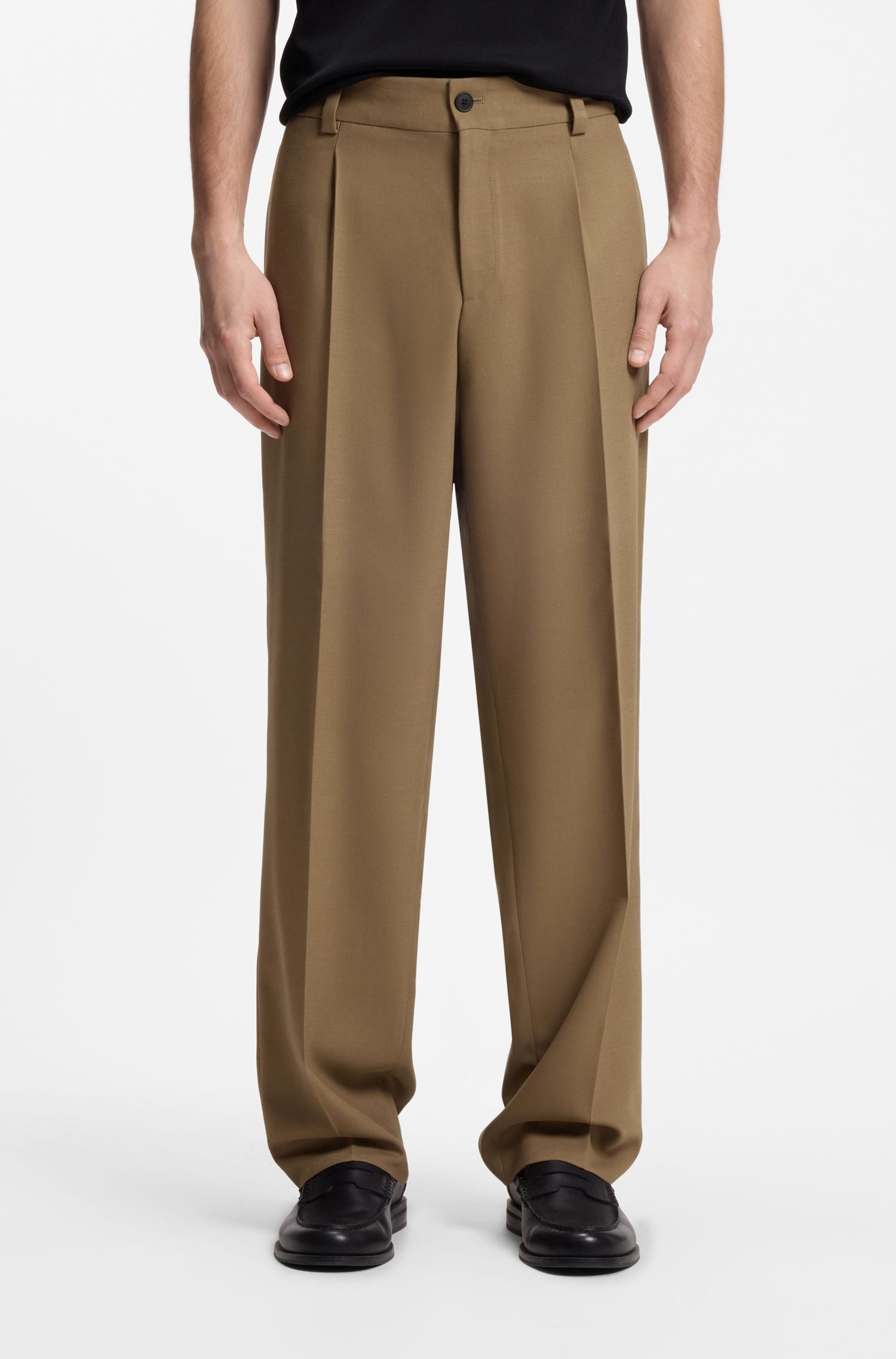 Quần dài dáng modern-fit vải twill co giãn